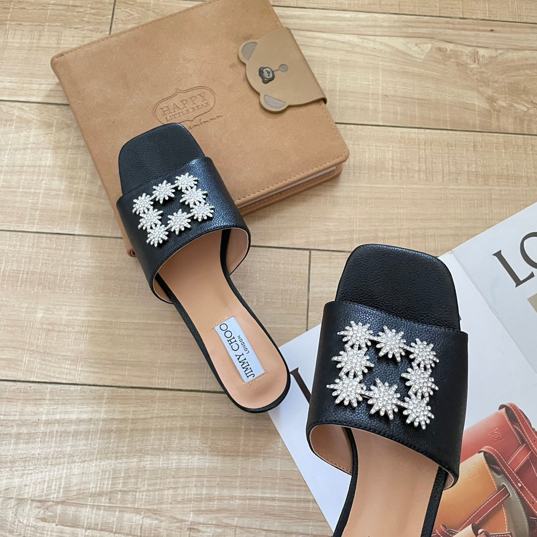 JIM* 23 new rhinestone flat slippers