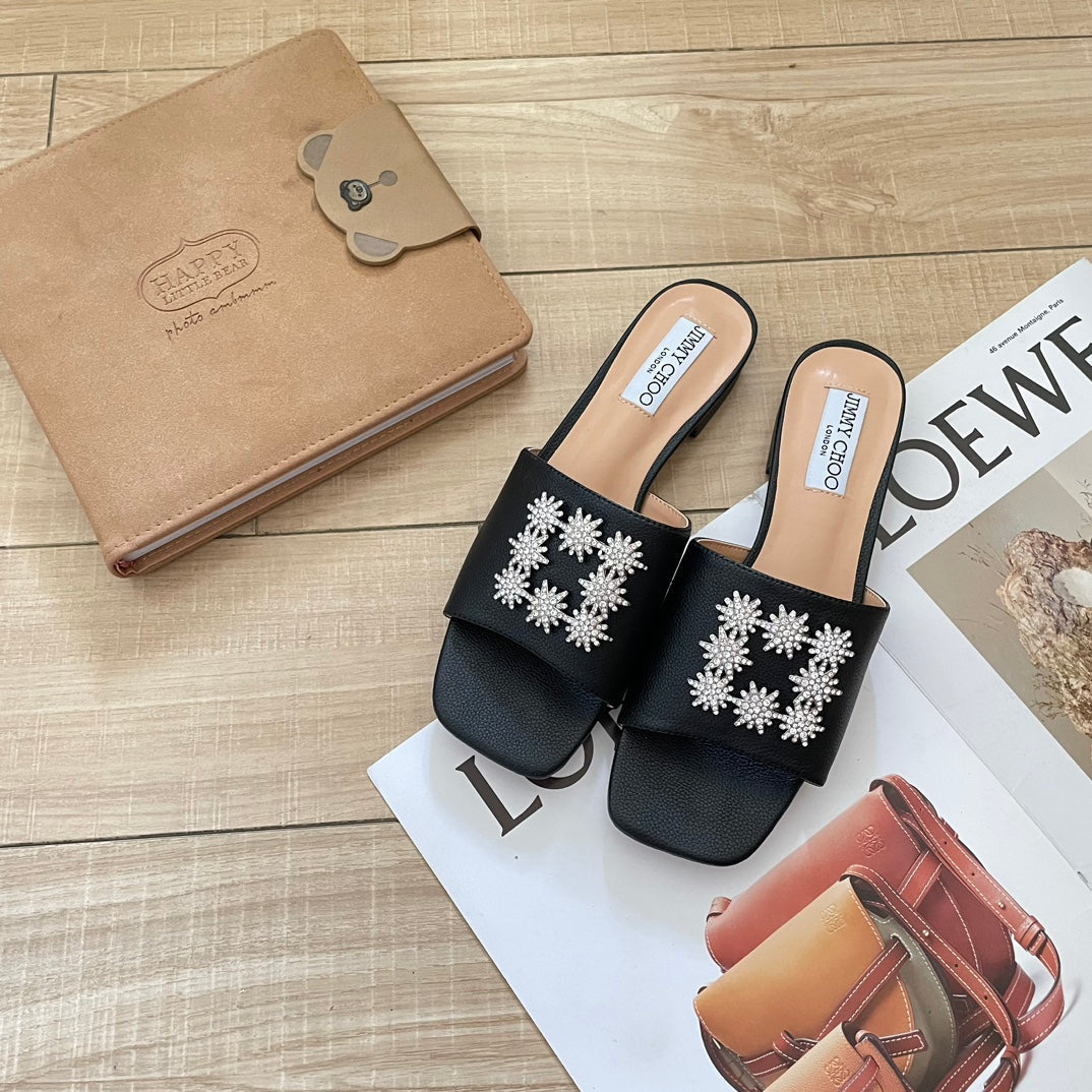 JIM* 23 new rhinestone flat slippers