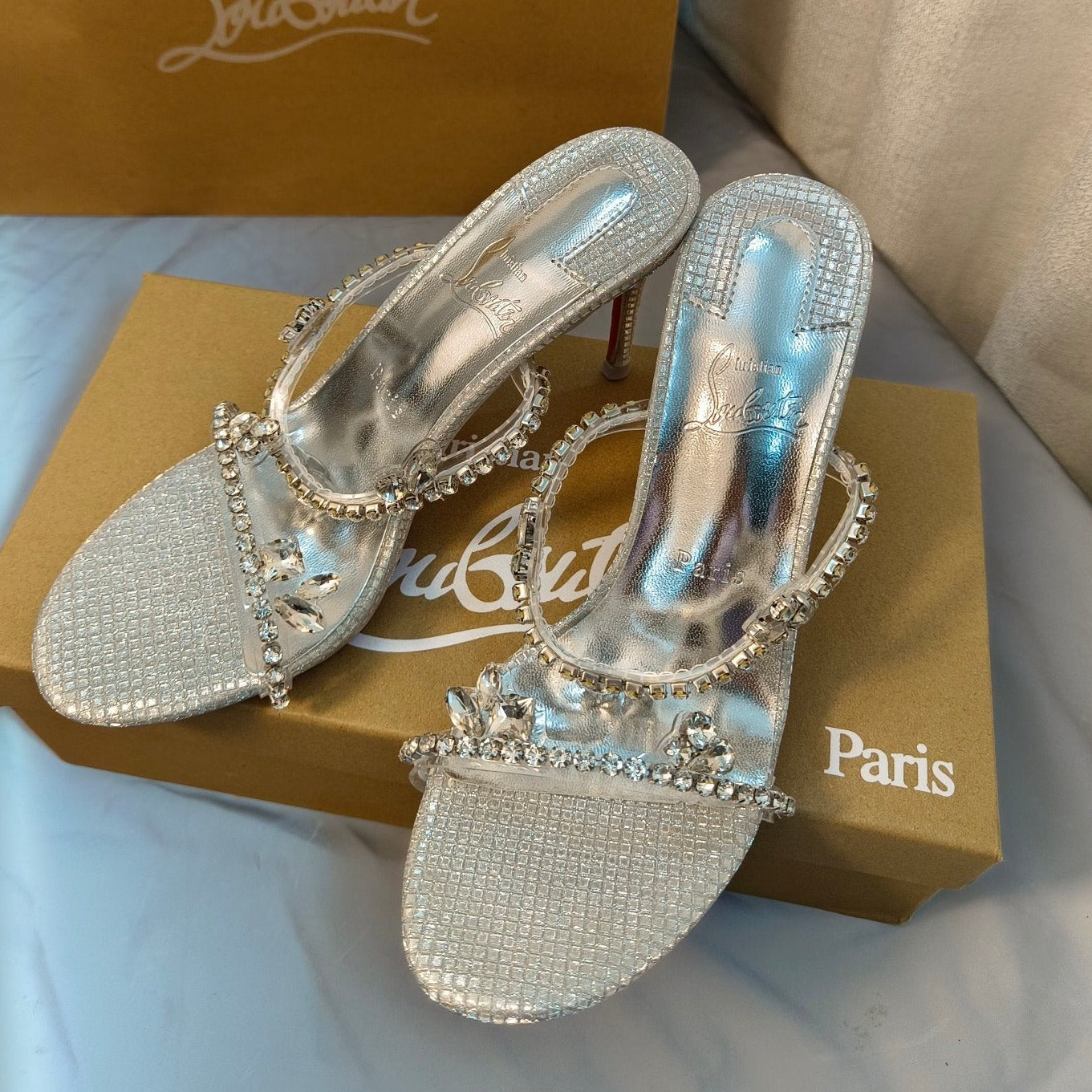 CL rhinestone sandals/high heels