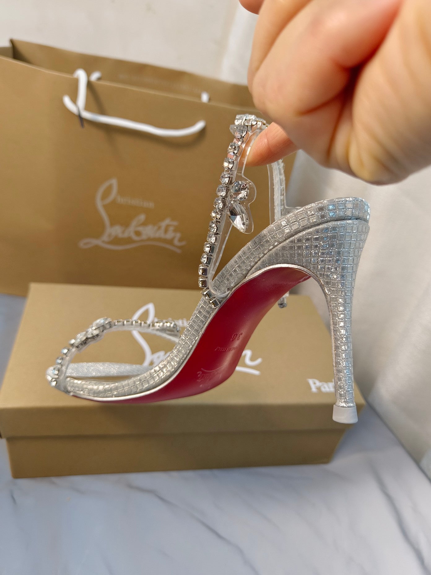 CL rhinestone sandals/high heels