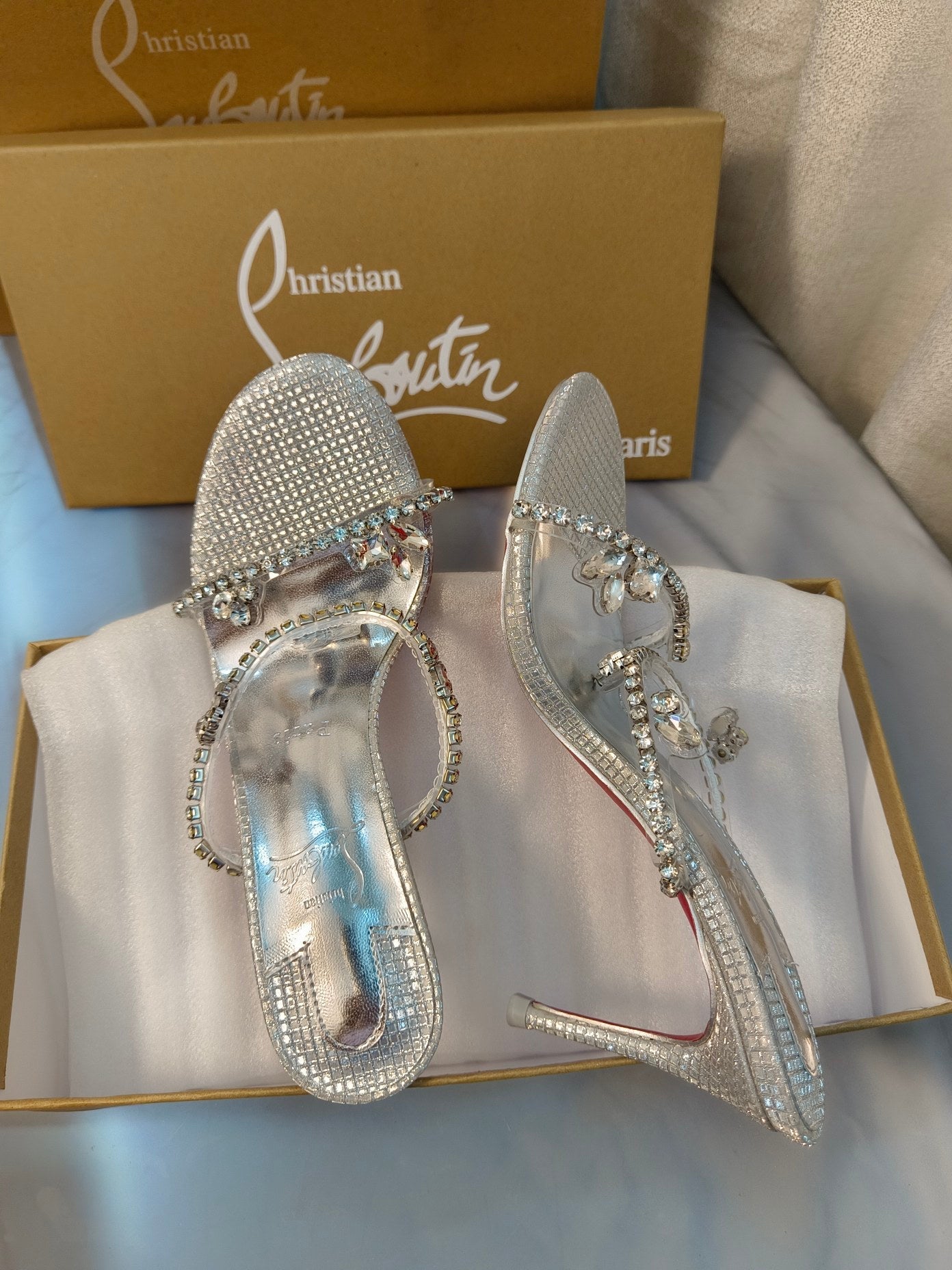 CL rhinestone sandals/high heels