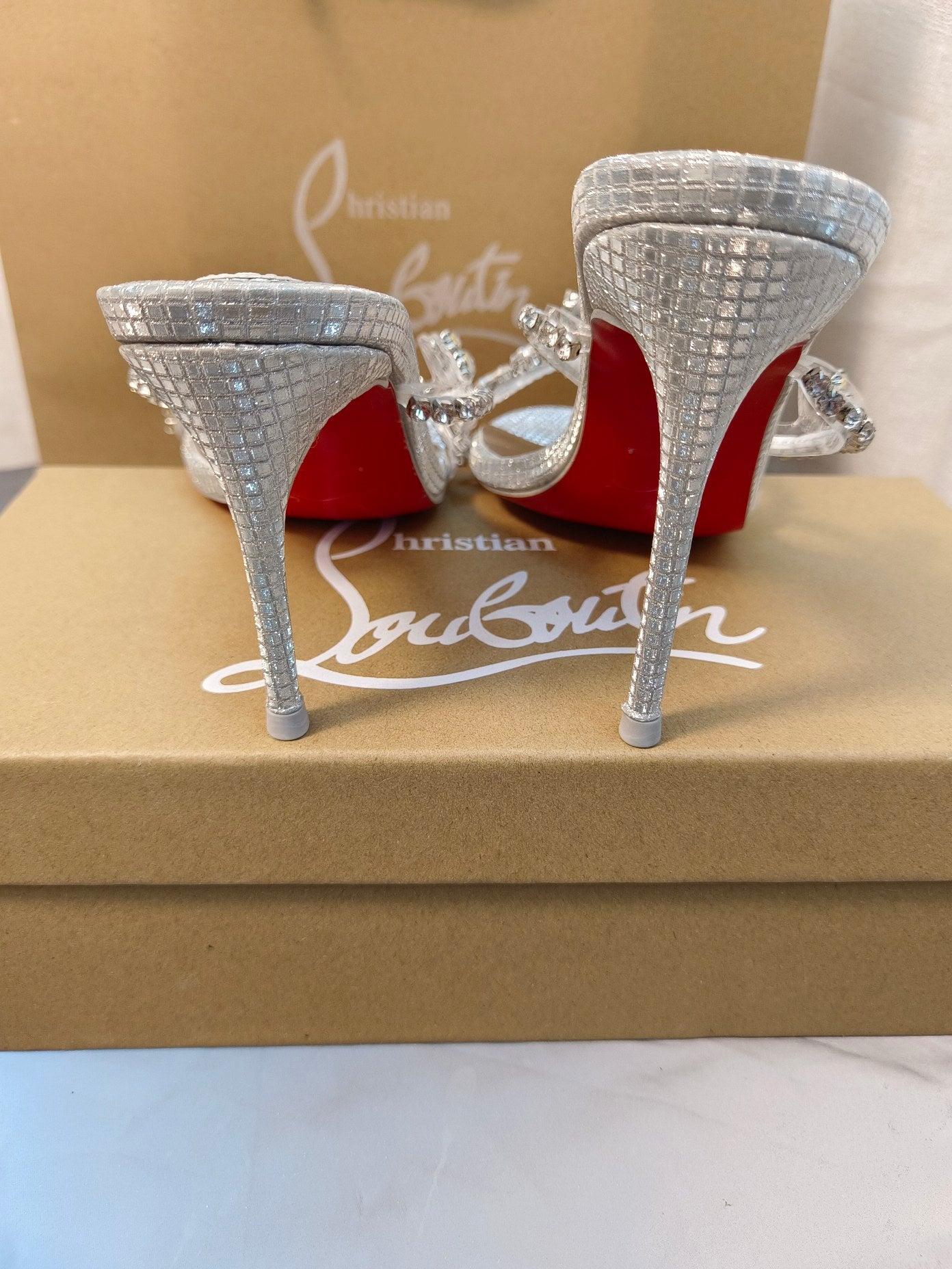 CL rhinestone sandals/high heels