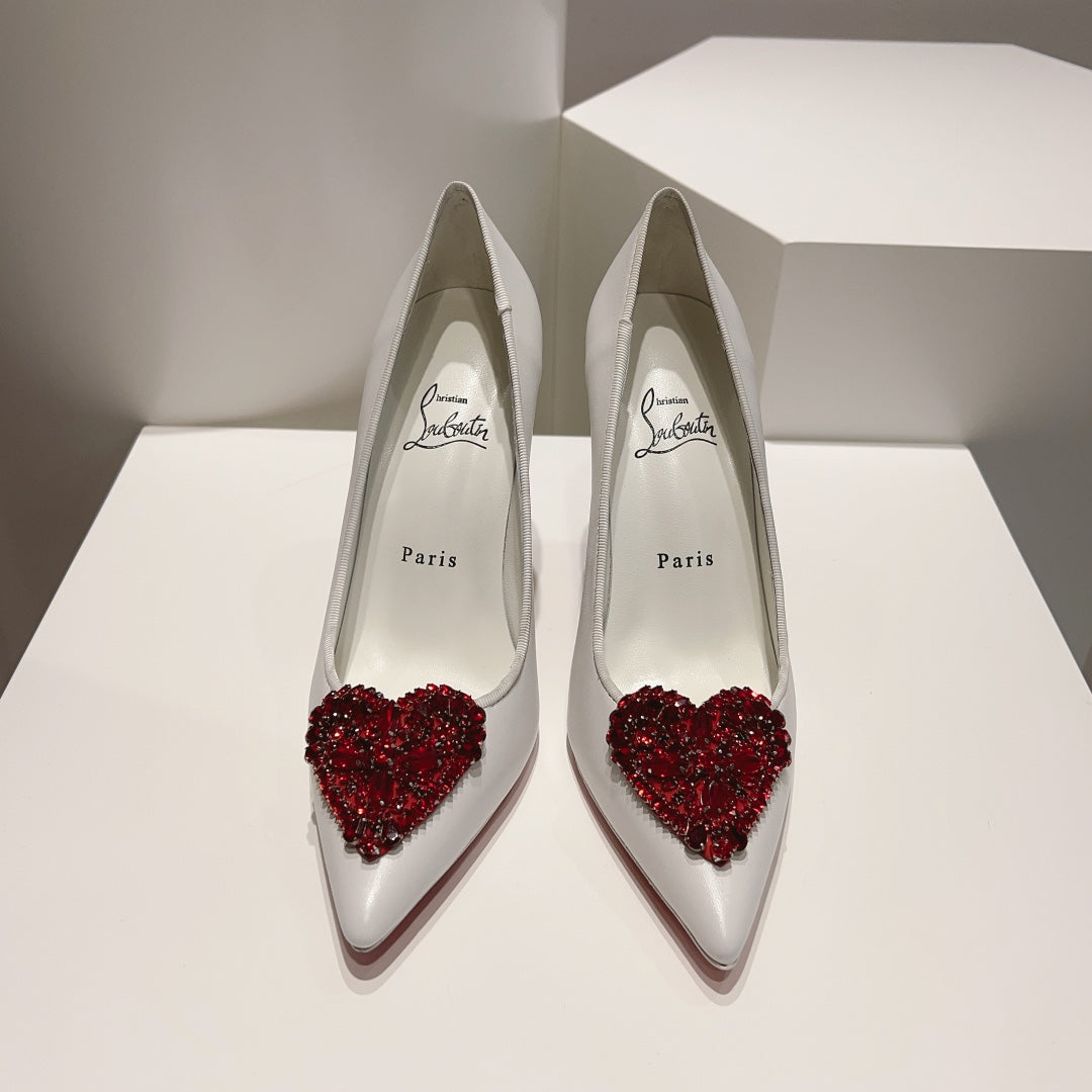 CL *24 1:1 VIP  heart-shaped gemstone high heels