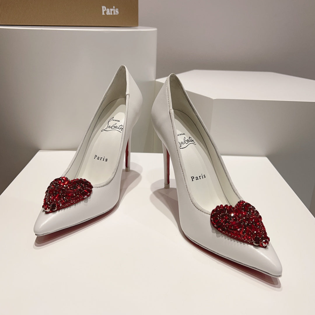 CL *24 1:1 VIP  heart-shaped gemstone high heels