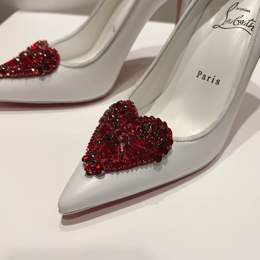 CL *24 1:1 VIP  heart-shaped gemstone high heels