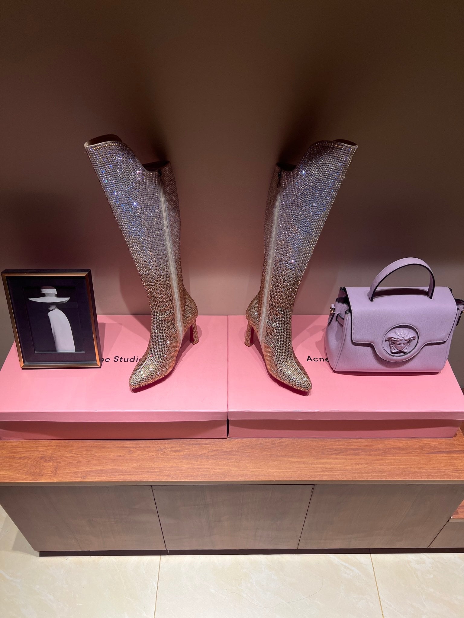 CL 23  1:1 VIP full diamond zipper high heel boots