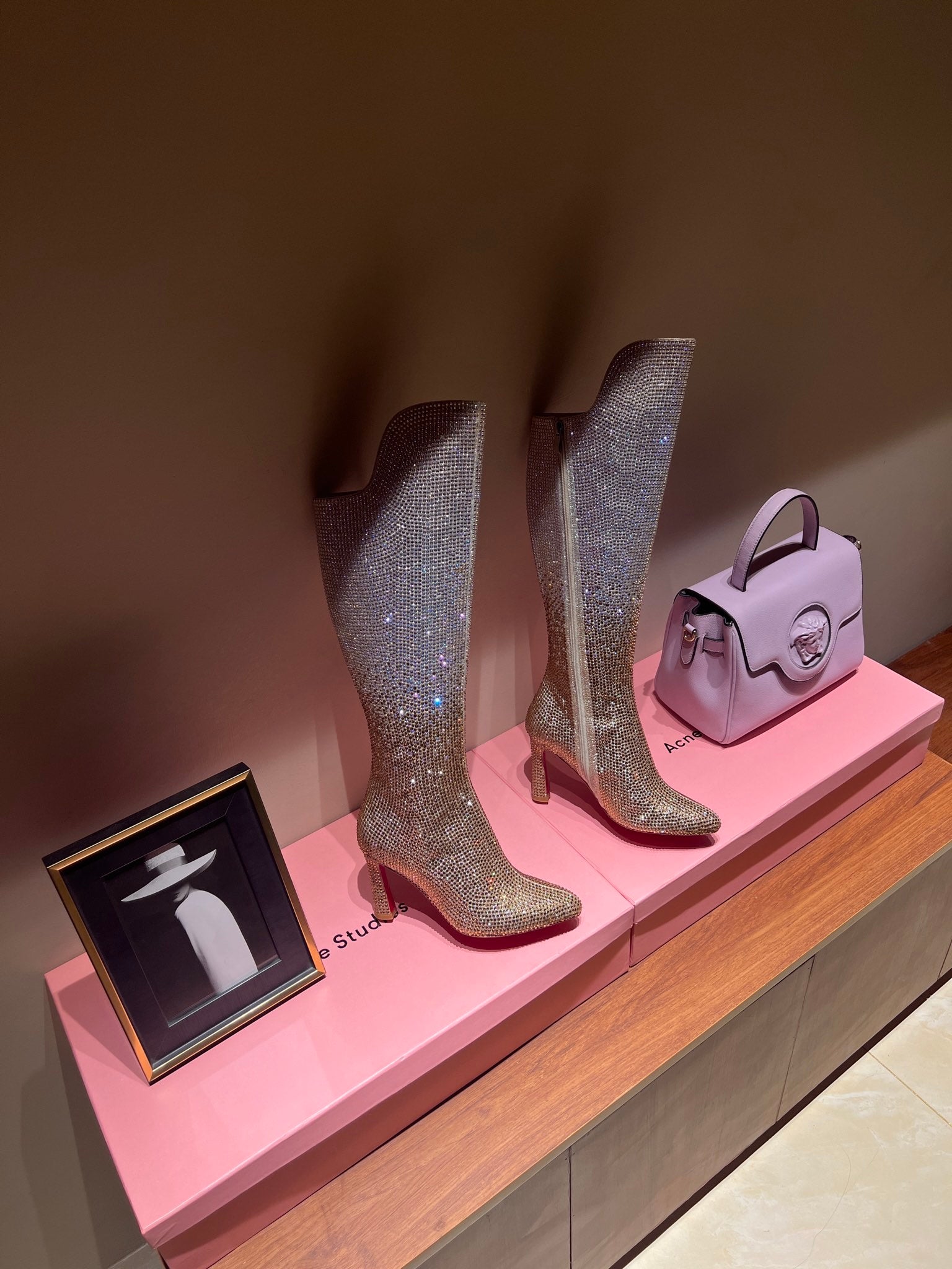 CL 23  1:1 VIP full diamond zipper high heel boots