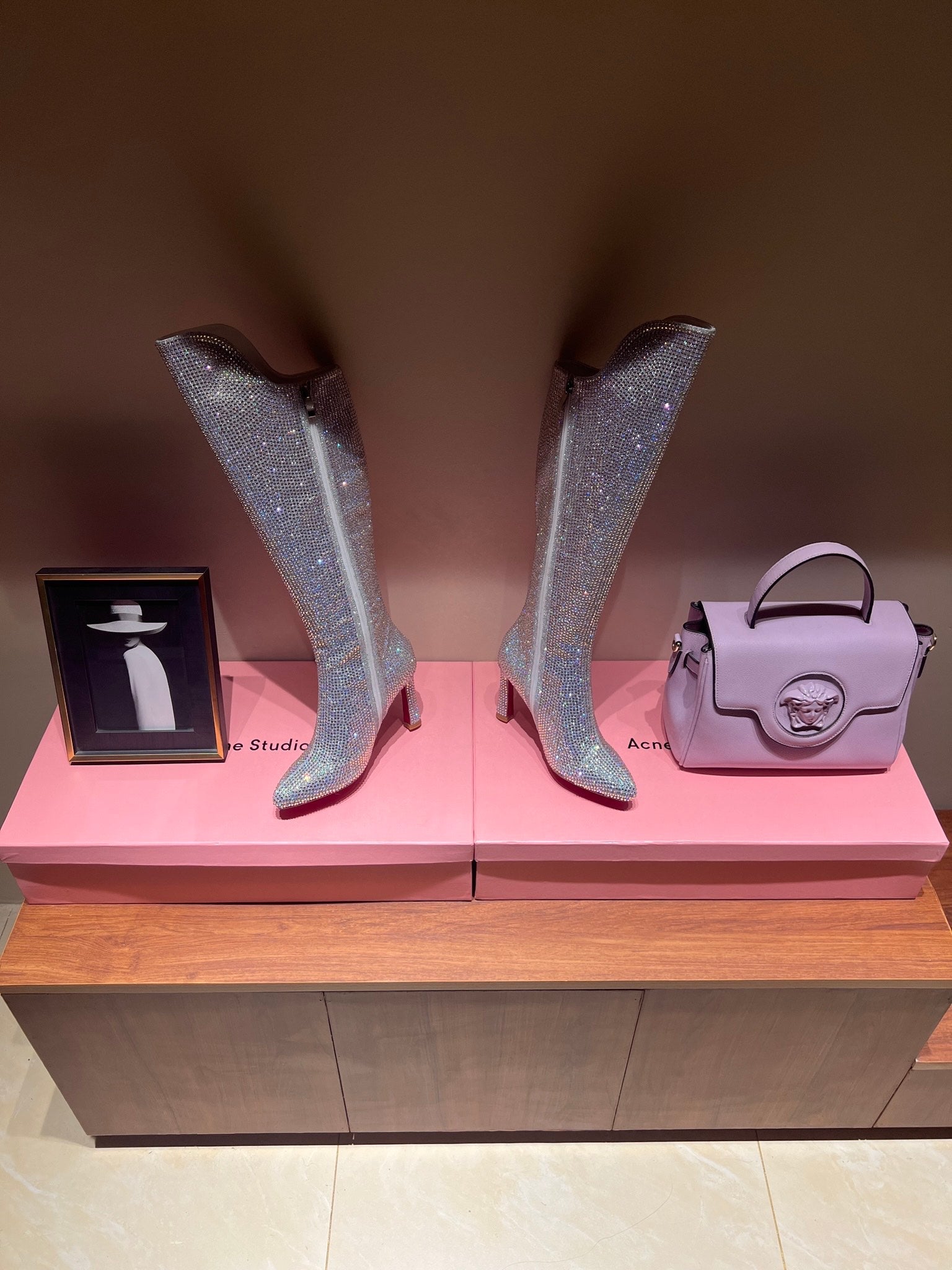 CL 23  1:1 VIP full diamond zipper high heel boots