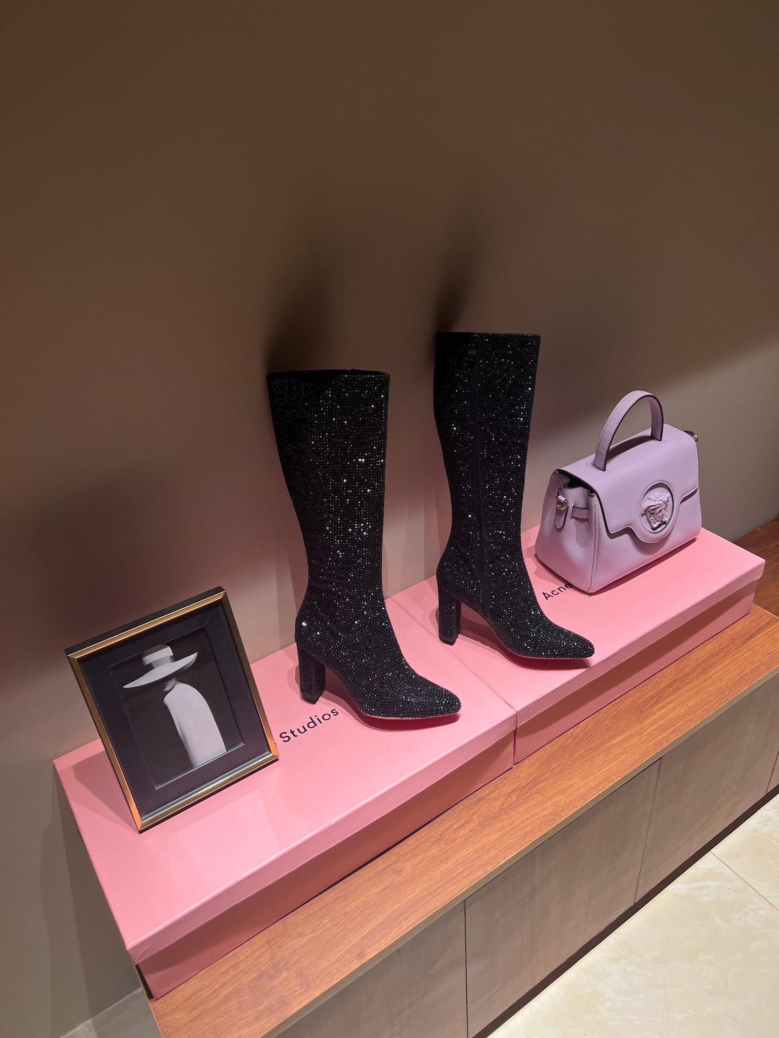 CL 23  1:1 VIP full diamond zipper high heel boots