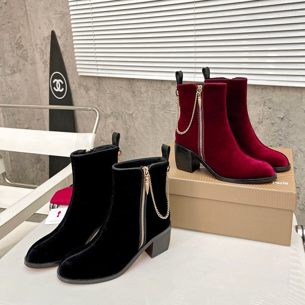 CL*  1:1 VIP Korean velvet platform boots