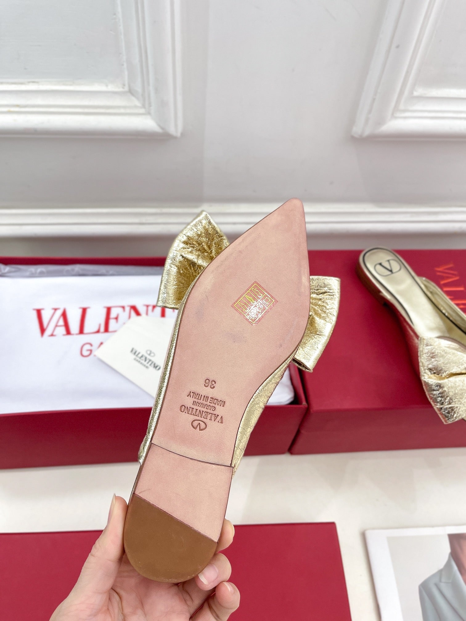 Valenti* 24 new pointed toe bow mules 1:1 VIP