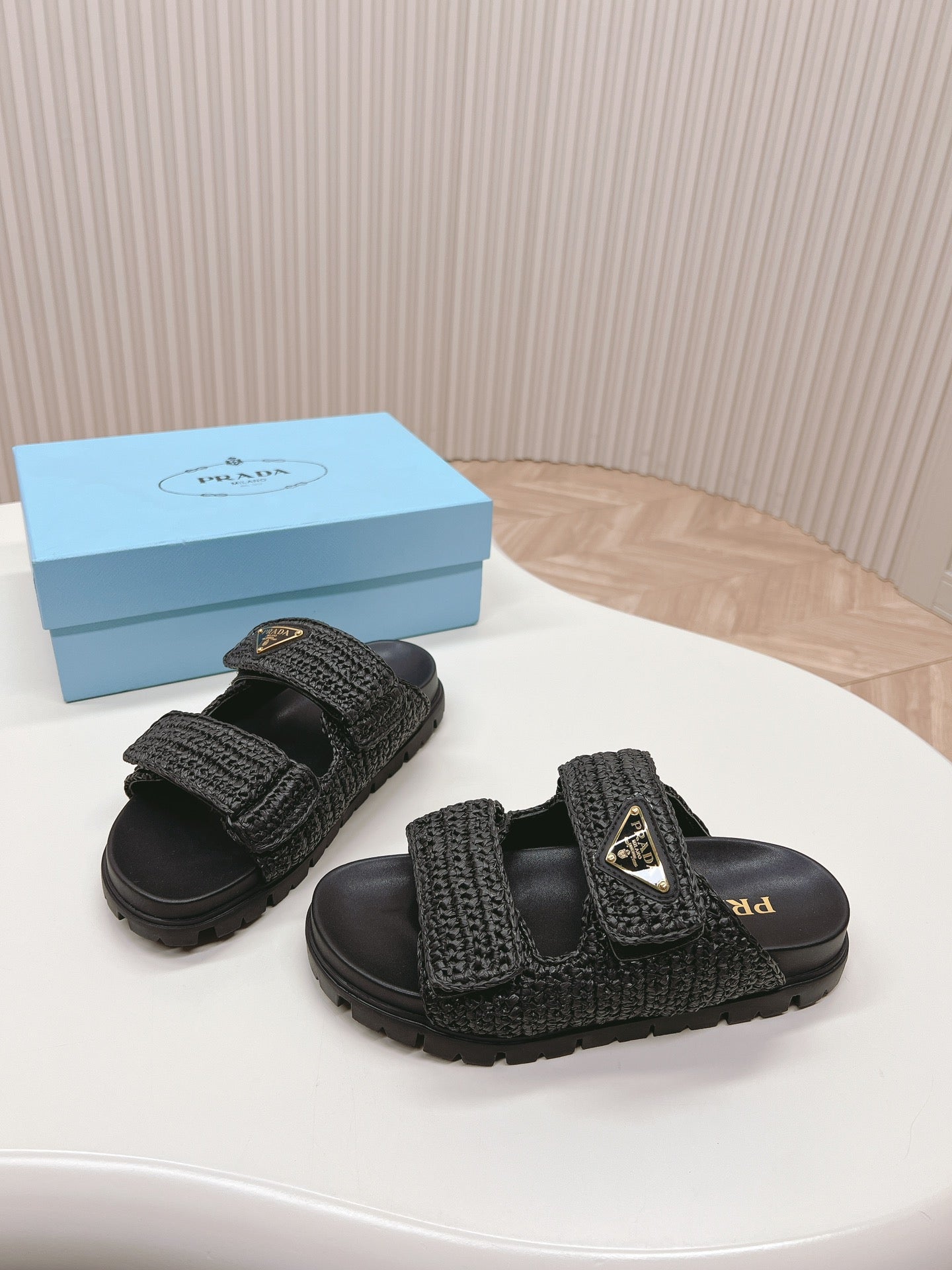Prada 24 new woven slippers 1:1  VIP