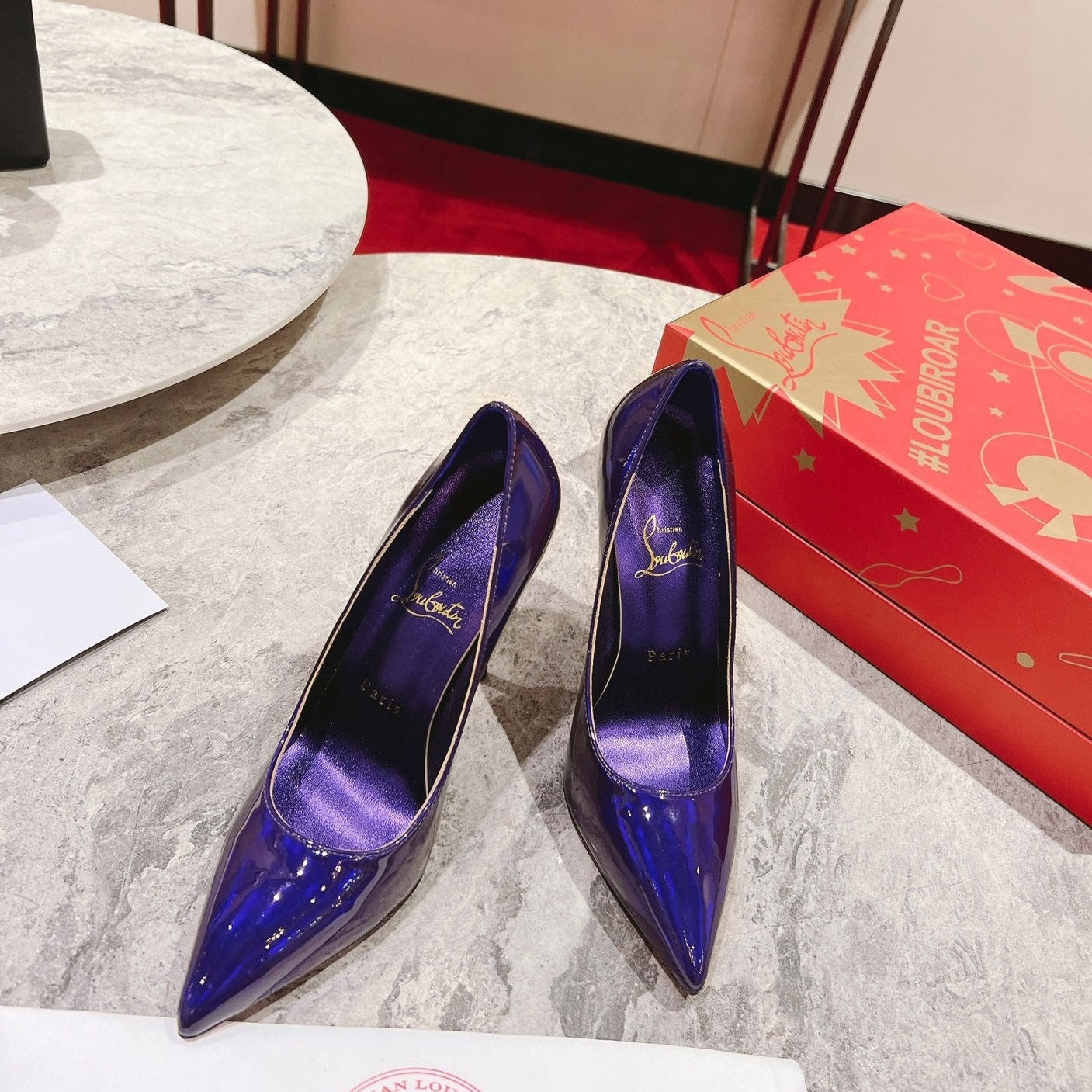CL* 24 new electric purple shiny high heels 1:1 VIP