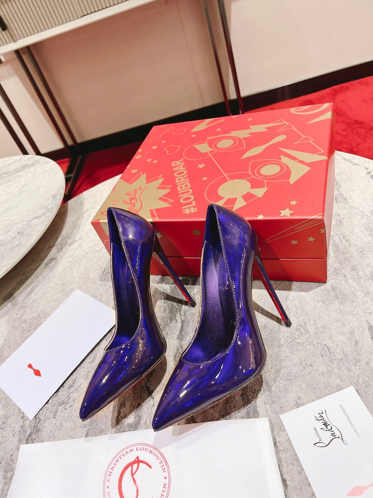 CL* 24 new electric purple shiny high heels 1:1 VIP