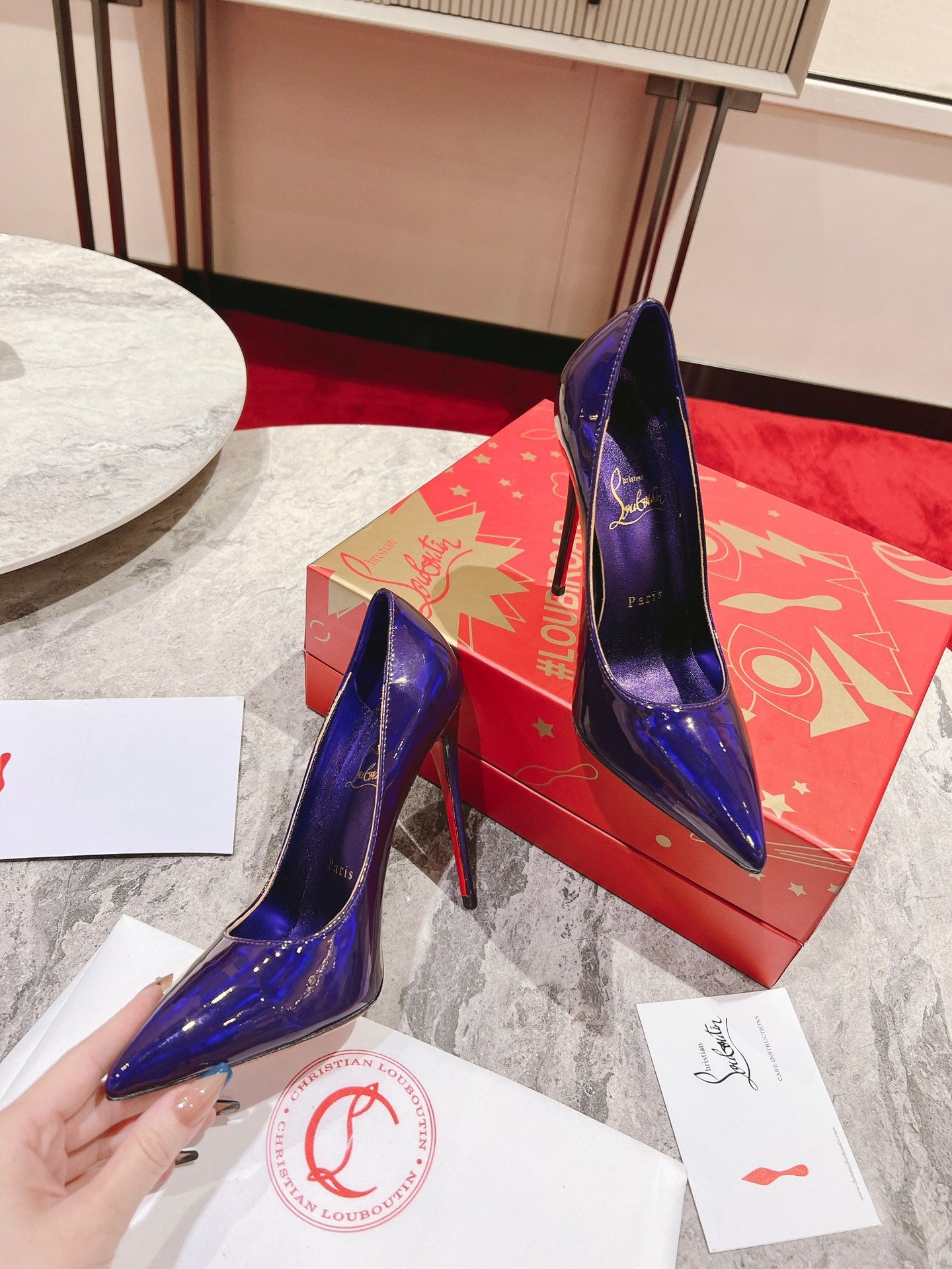 CL* 24 new electric purple shiny high heels 1:1 VIP