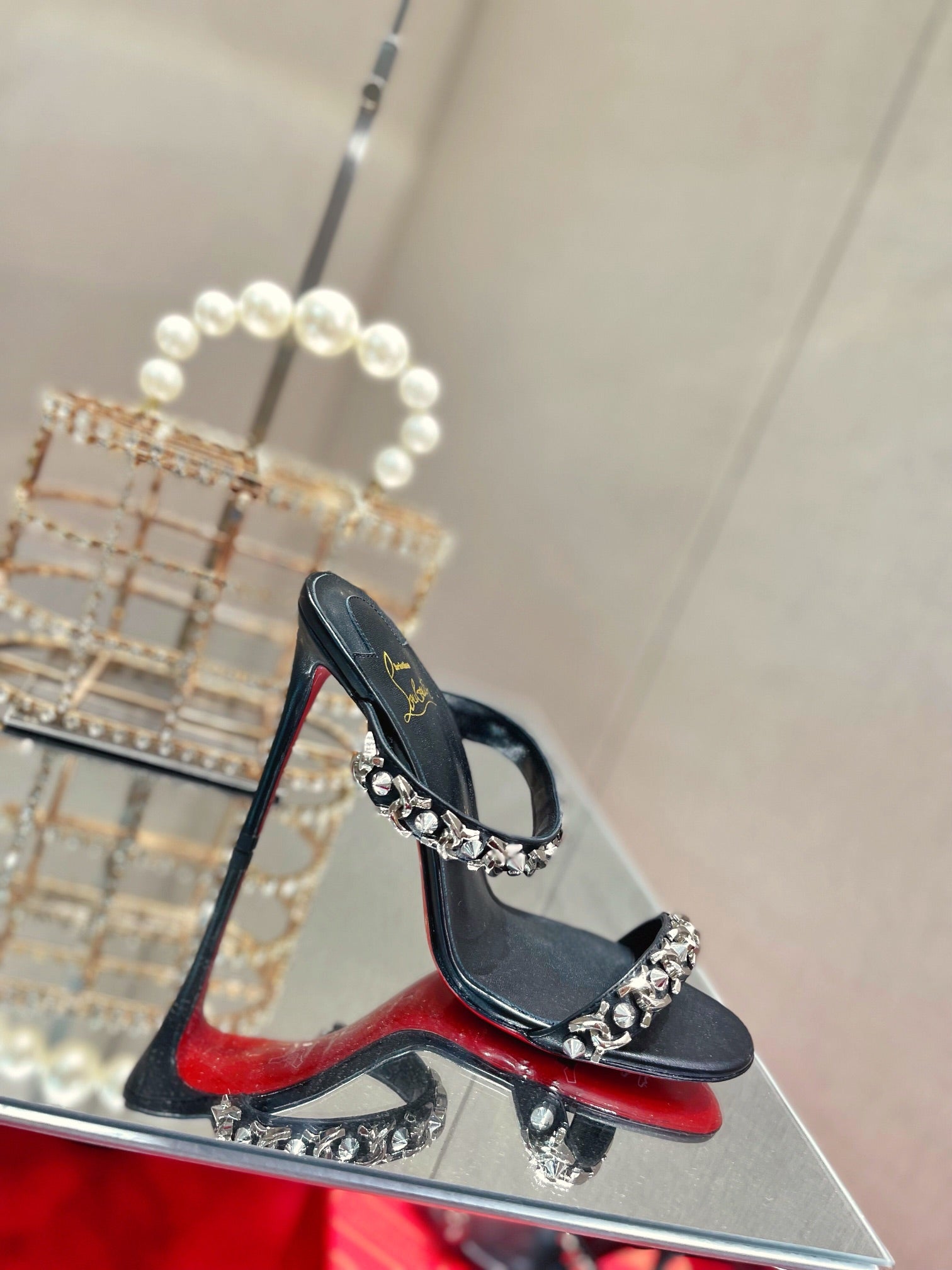 CL* 24 new chain high-heeled slippers 1:1 VIP