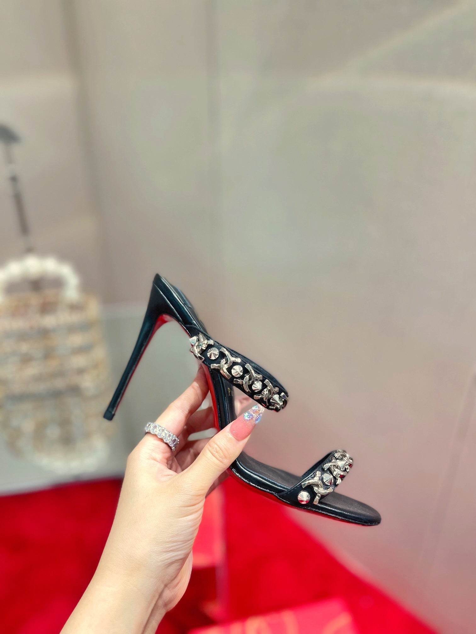 CL* 24 new chain high-heeled slippers 1:1 VIP