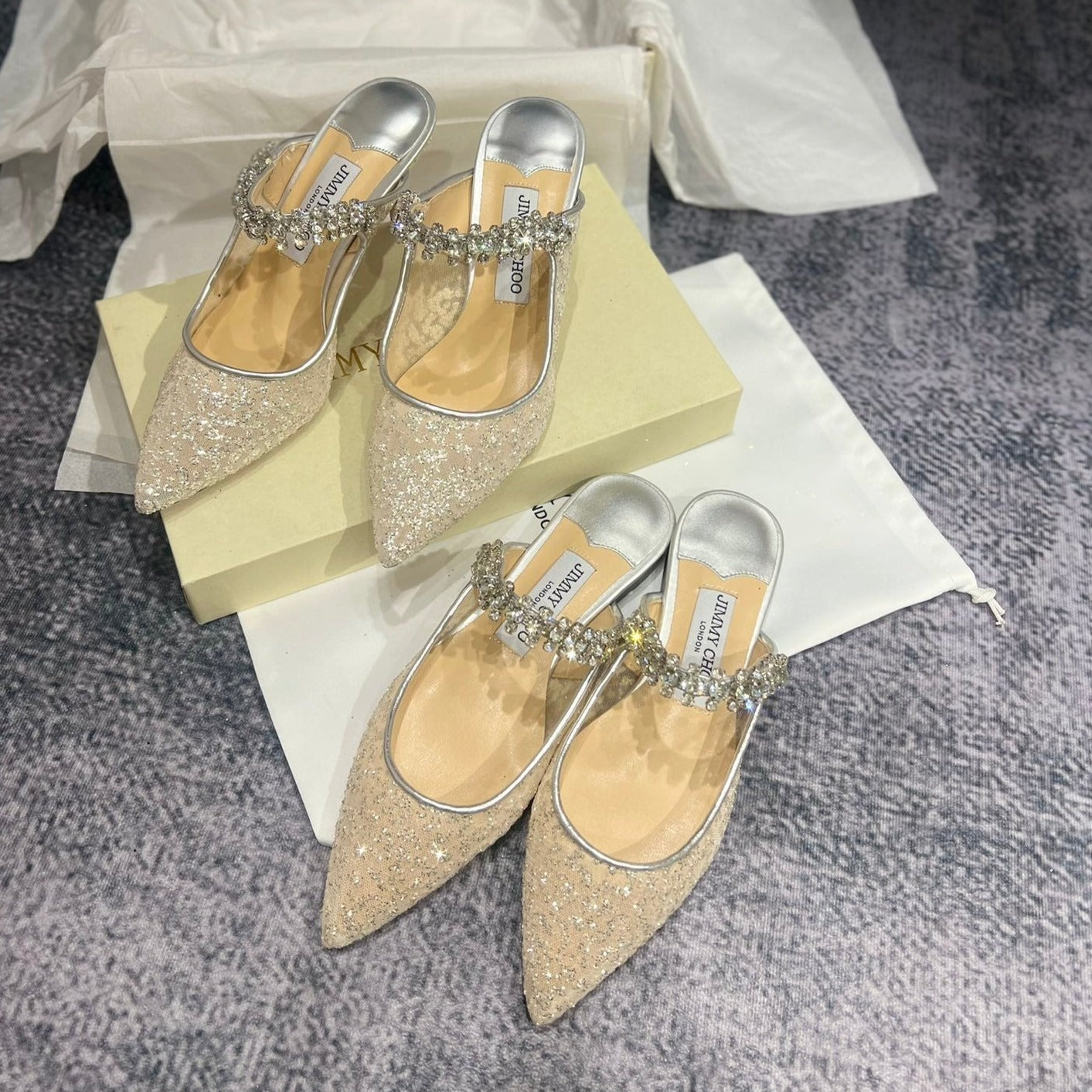 JIM* CHO* mesh high heels