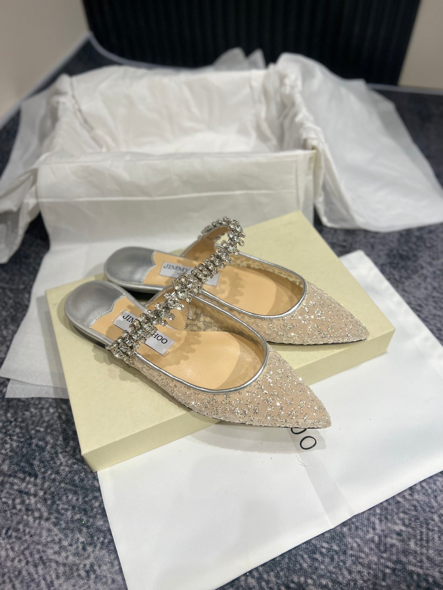 JIM* CHO* mesh high heels