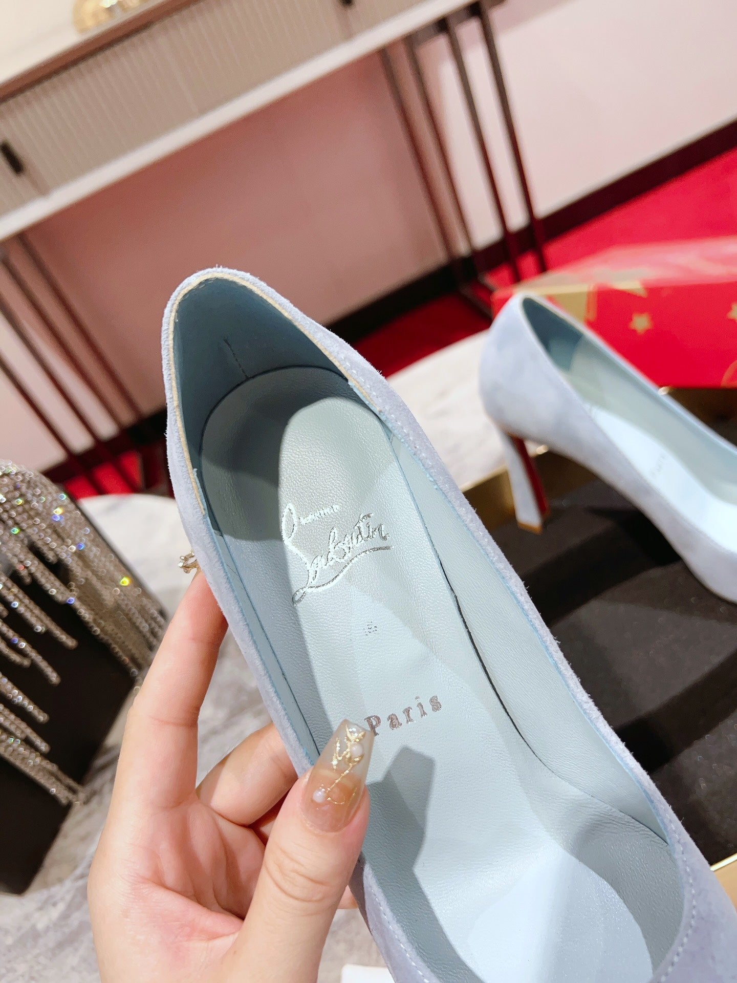 CHRIS* LOUB* 24SS Banana Heel High Heels 1:1 VIP