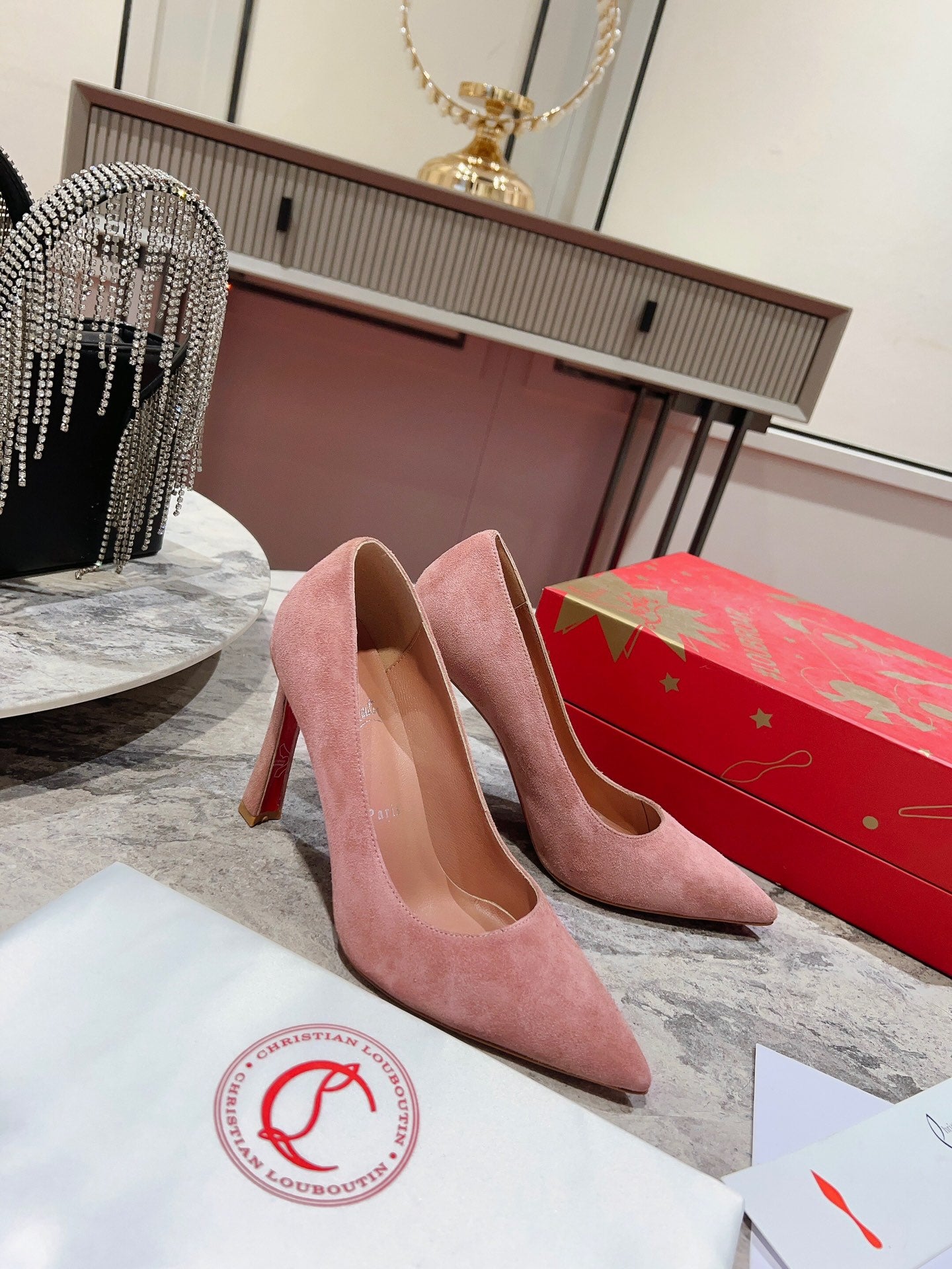 CHRIS* LOUB* 24SS Banana Heel High Heels 1:1 VIP