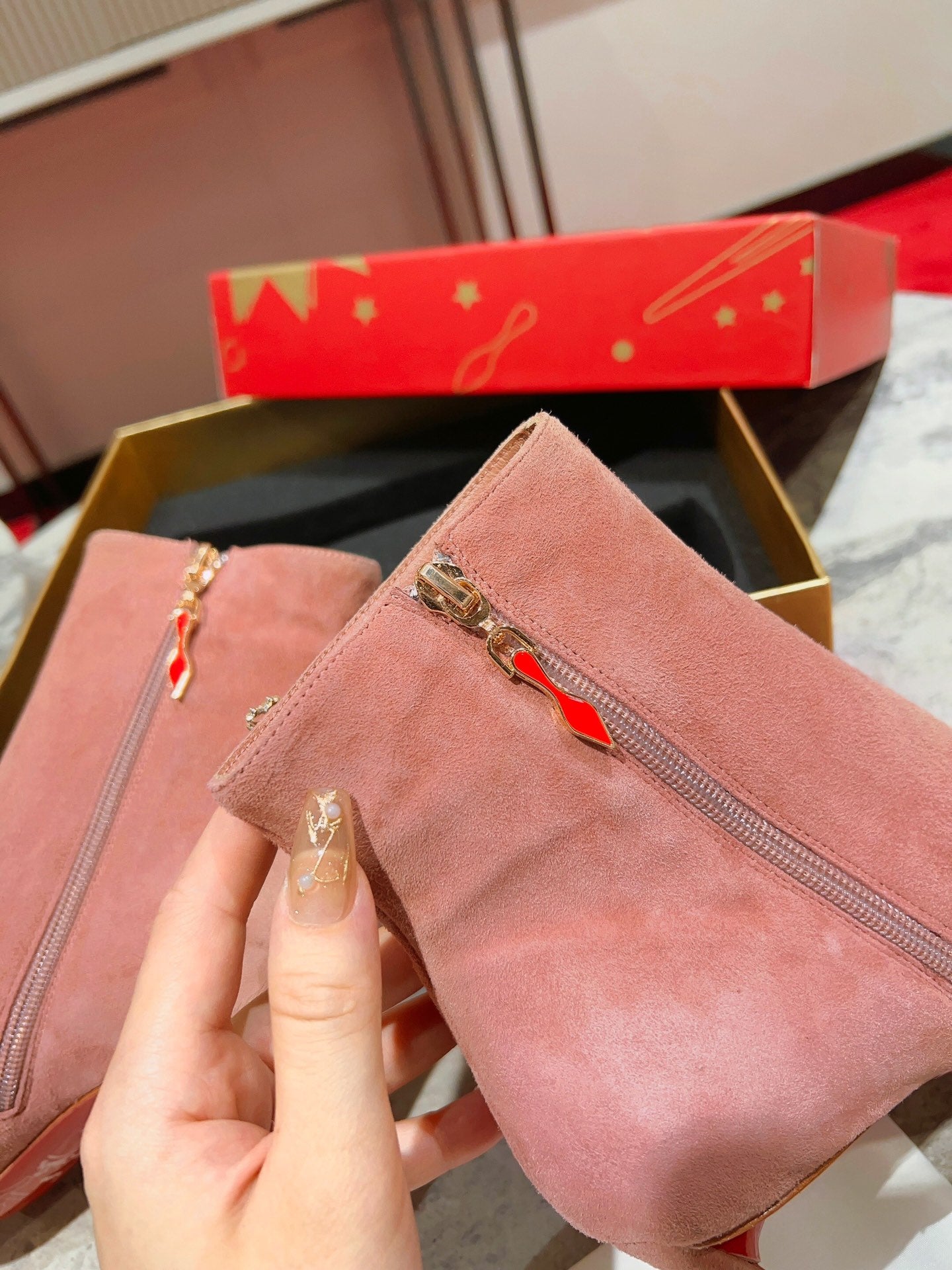 CHRIS* LOUB* 24SS Banana Heel High Heel Boots 1:1 VIP