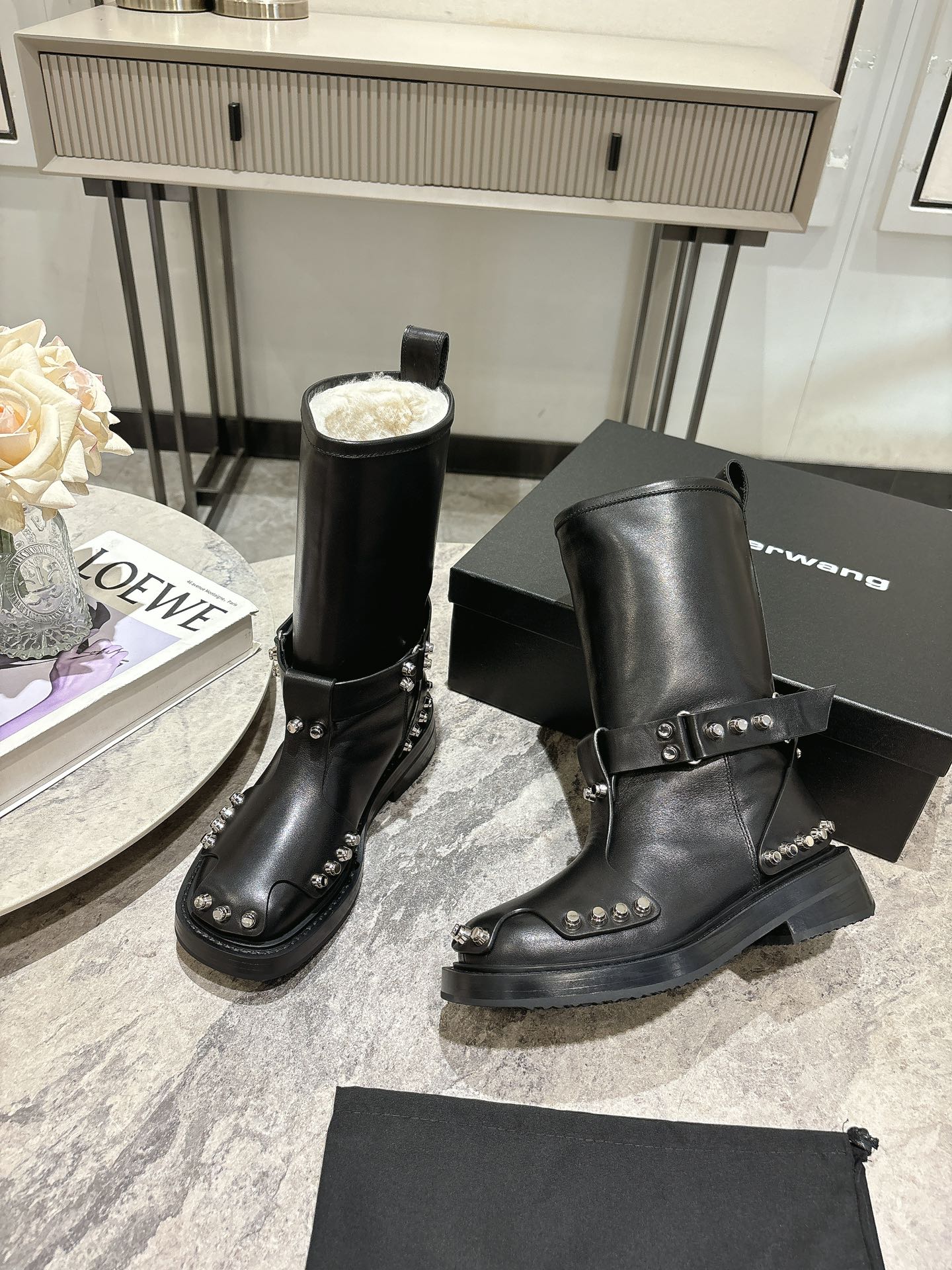 AW 24SS rivet leather buckle martin boots