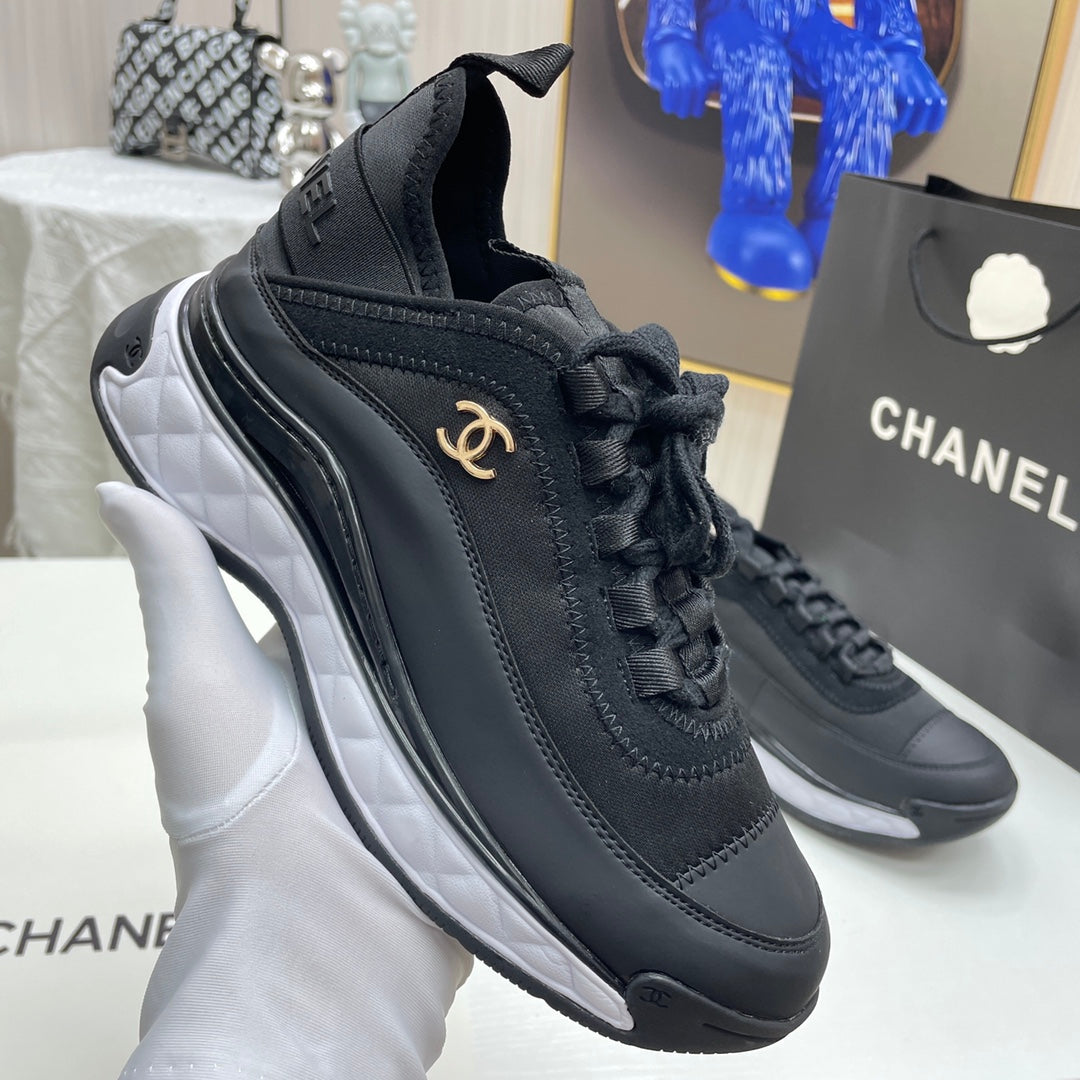 CHAN* paneled silk sneakers