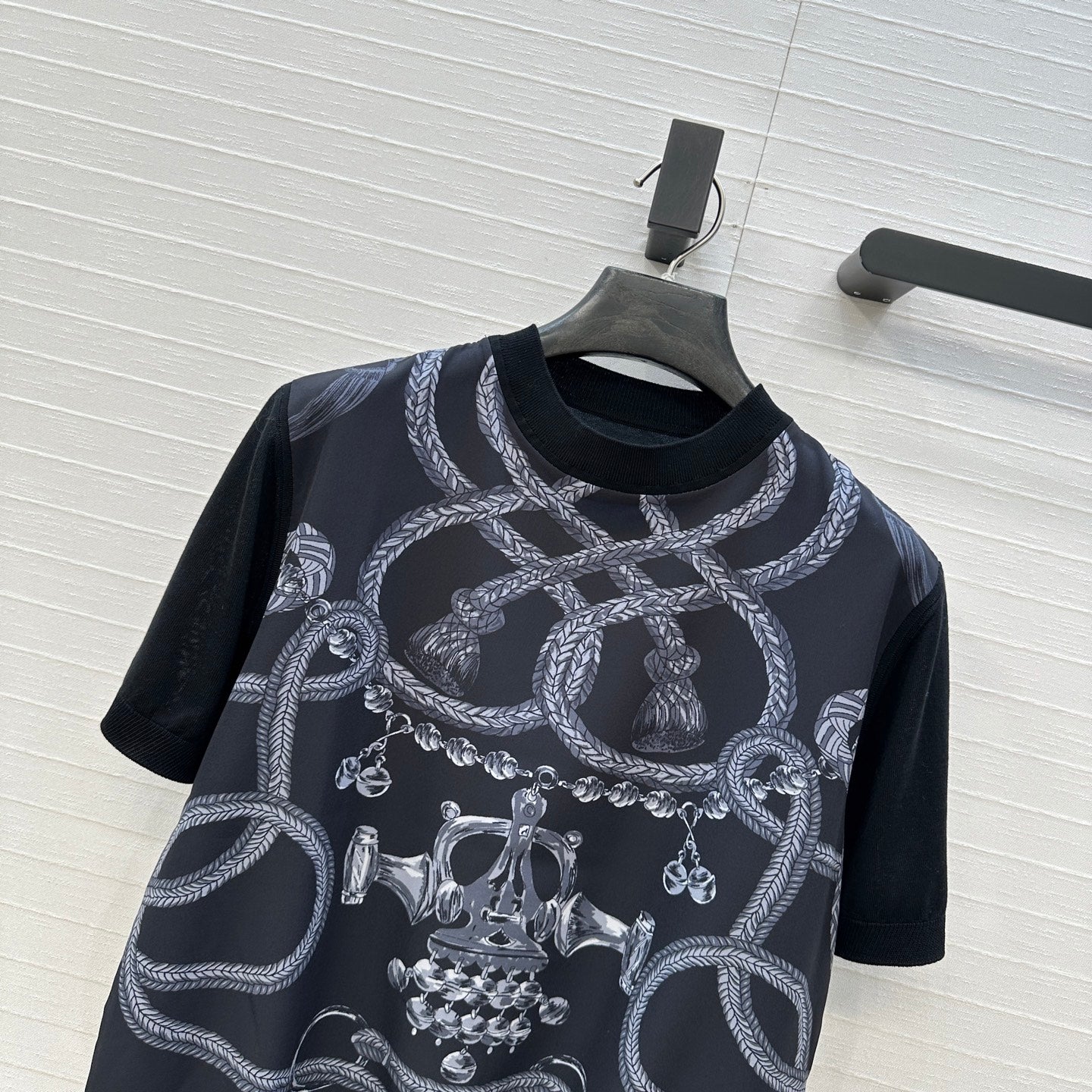 Hermès 2026 New Collection Saddle Print Patchwork Knit Top