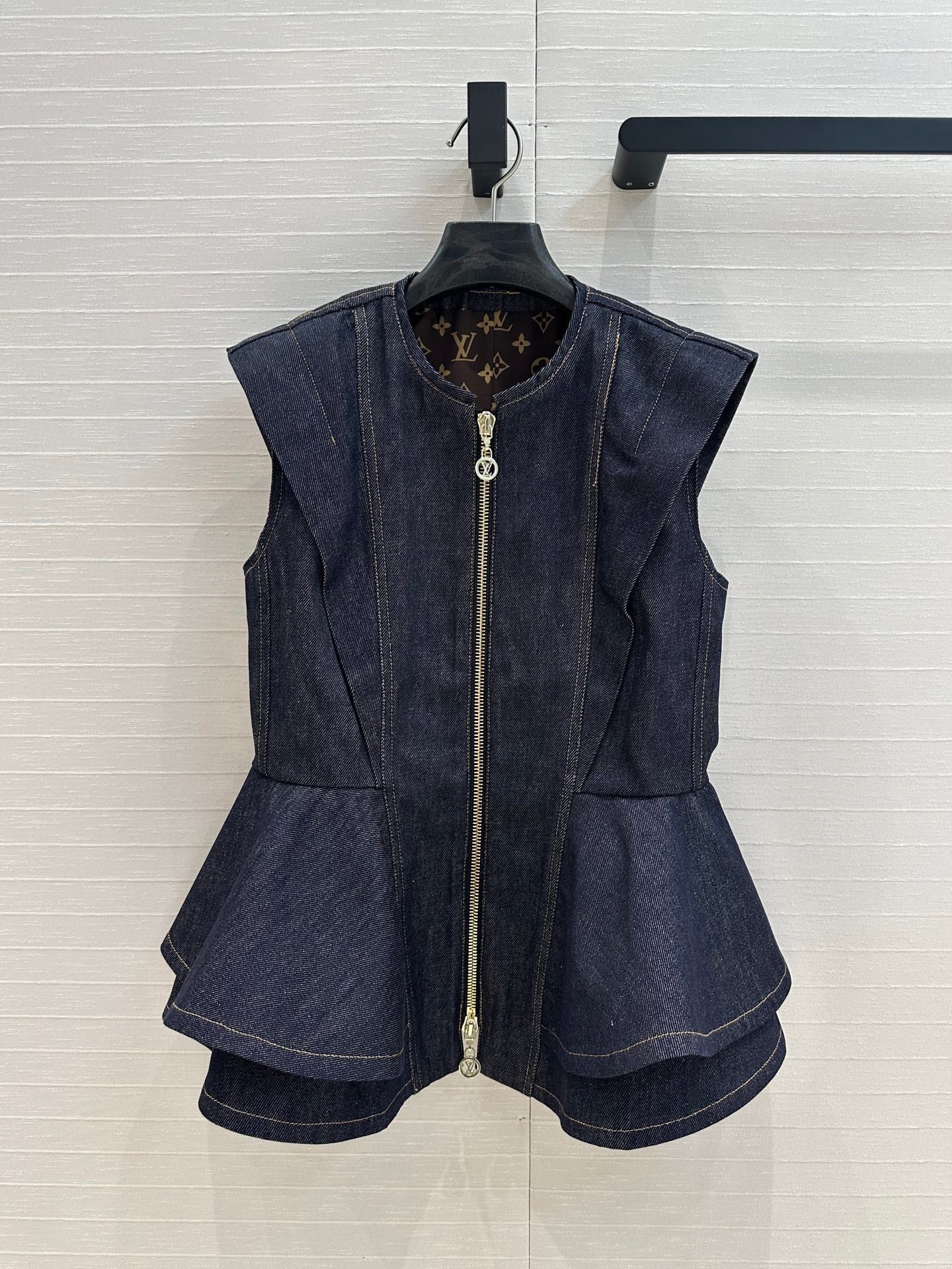 Louis Vuitton Ruffled Denim Vest Jacket