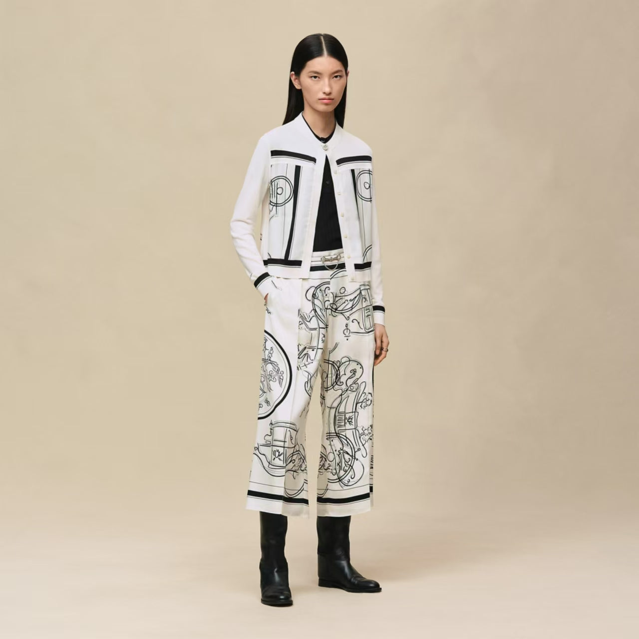 Hermès 2026 New Collection Silk Shirt and Straight-Leg Trousers