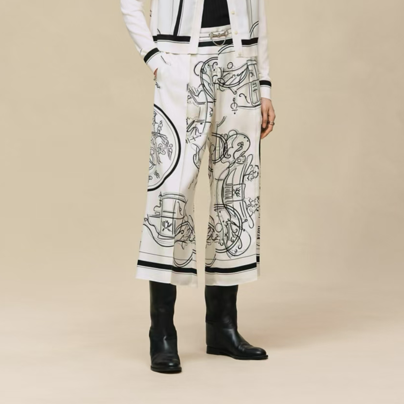 Hermès 2026 New Collection Silk Shirt and Straight-Leg Trousers