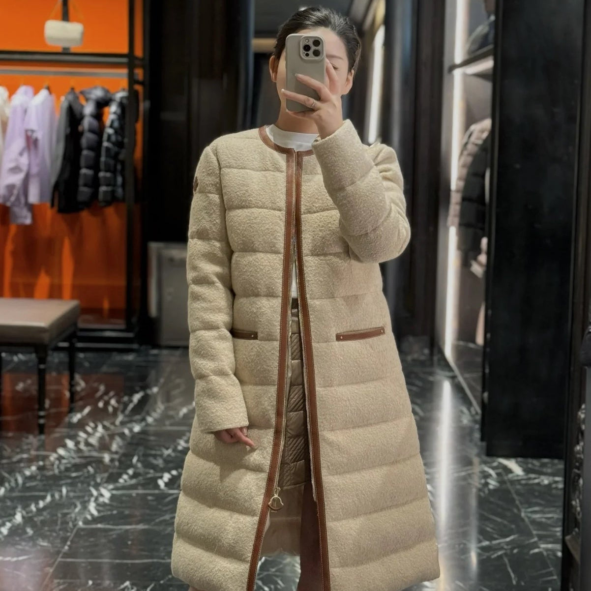Moncler long wool down jacket (on sale)