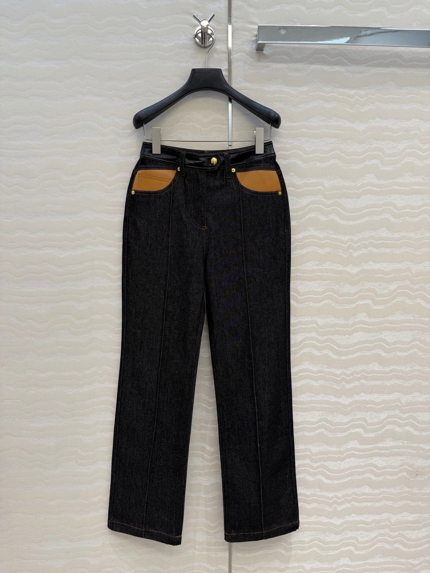 LV 26SS Denim Jacket/High-Waisted Straight-Leg Pants