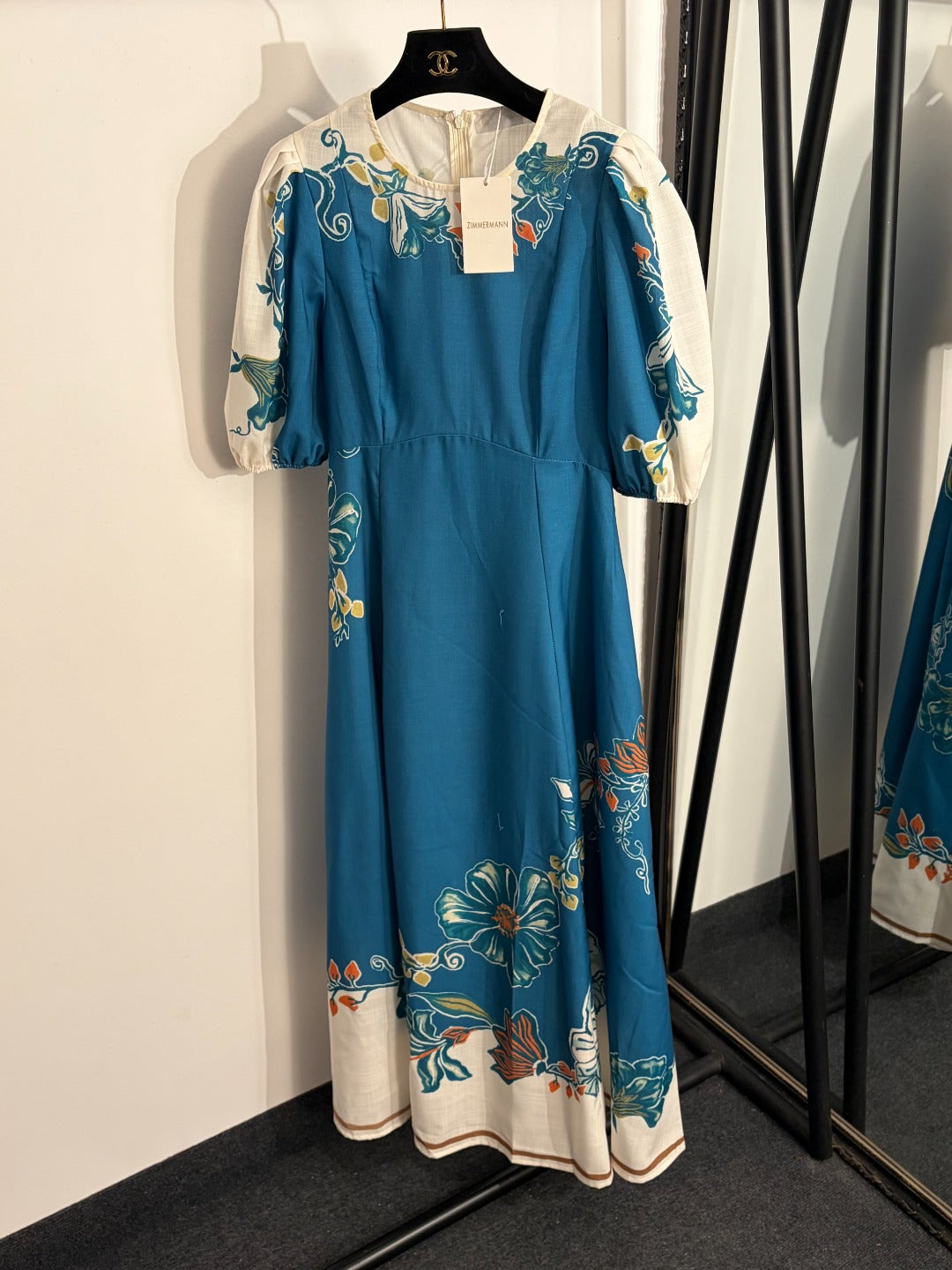 2026SS Printed Crew-Neck Waist-Cinching Dress