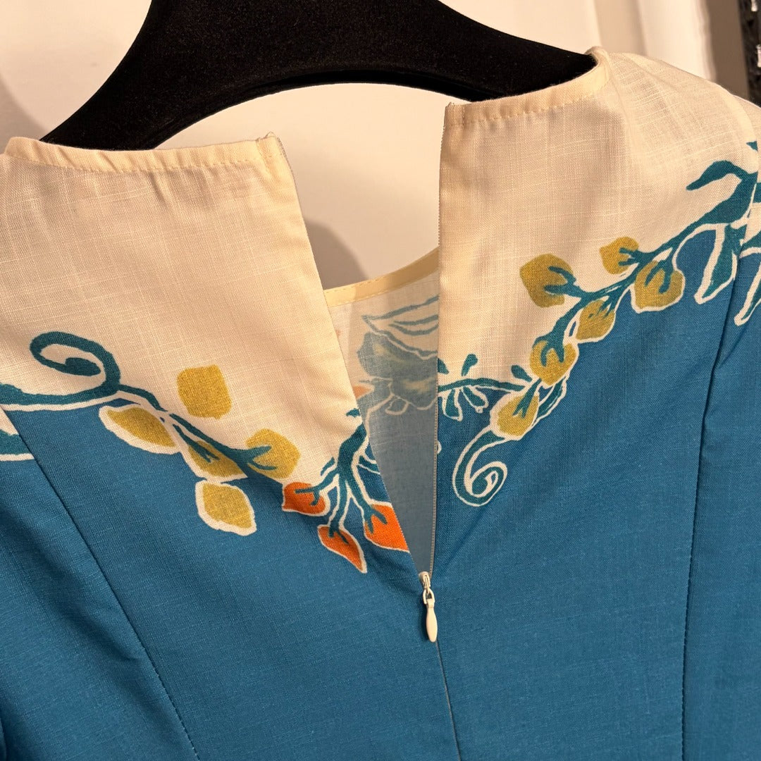 2026SS Printed Crew-Neck Waist-Cinching Dress