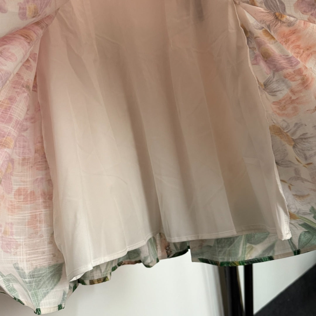 2026SS Heavy-Embellishment Pleated Dress with 3D Floral Embroidery