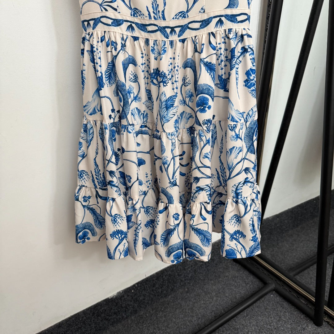 Vintage Floral-Print Hem Dress