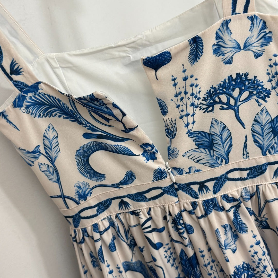 Vintage Floral-Print Hem Dress