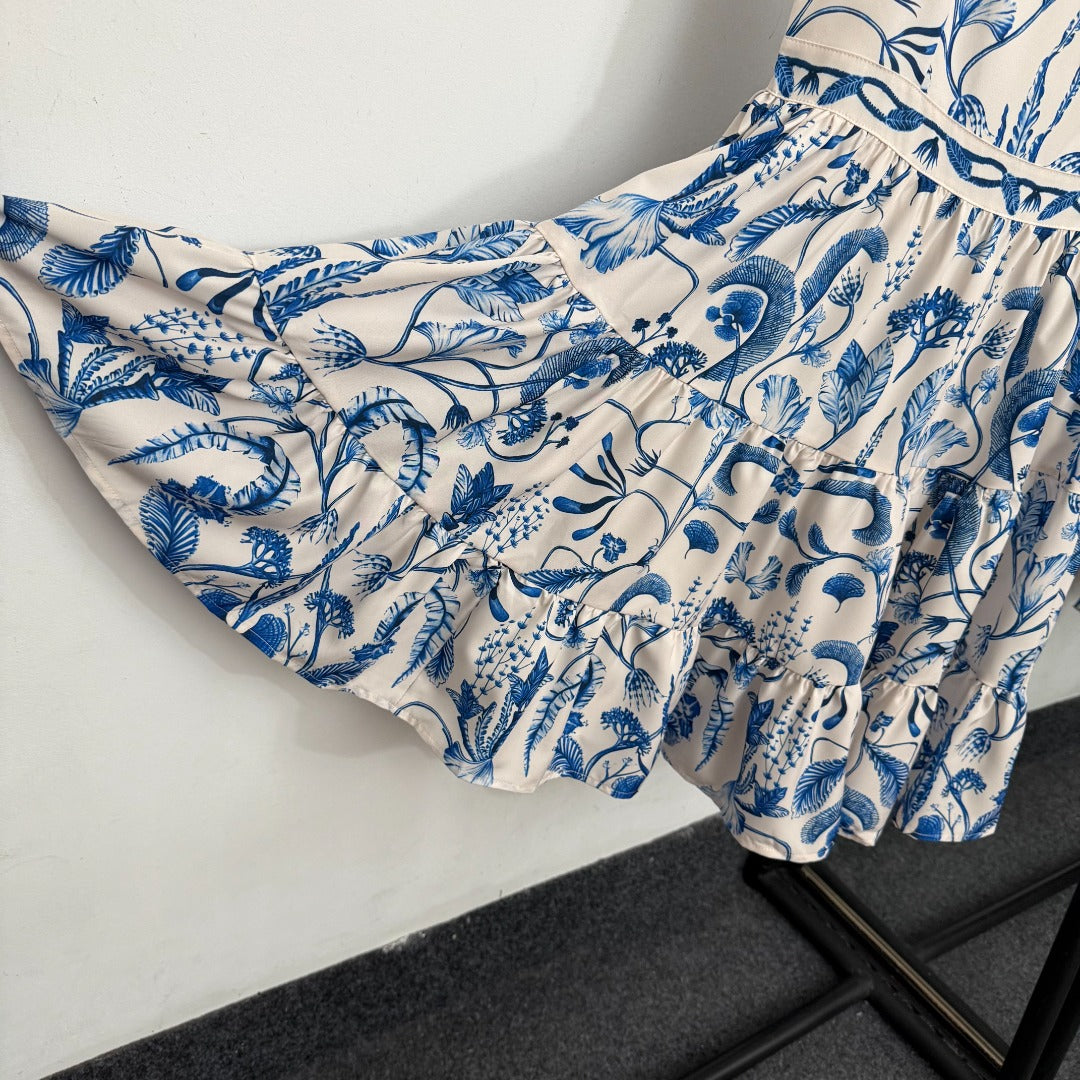 Vintage Floral-Print Hem Dress