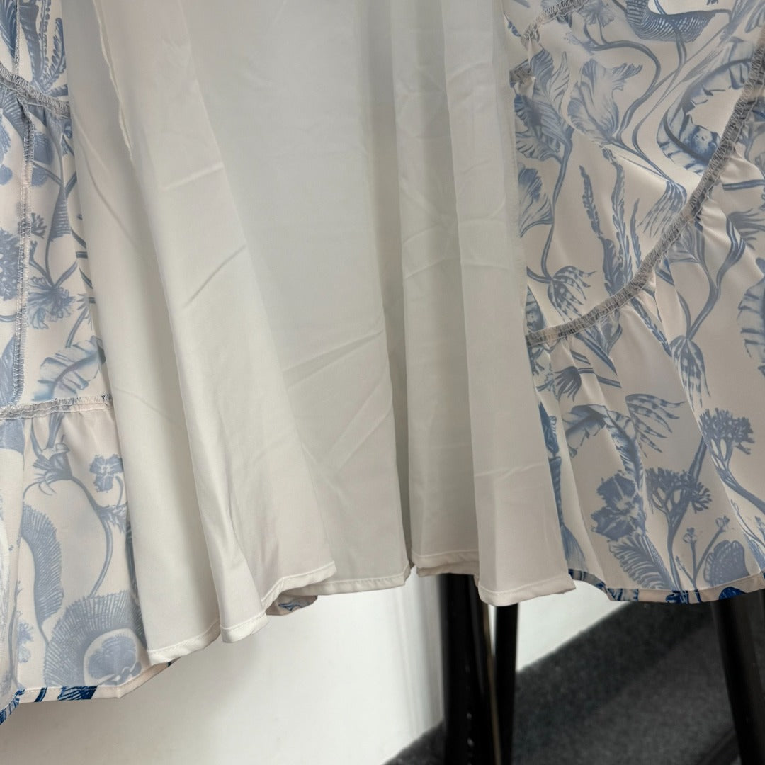 Vintage Floral-Print Hem Dress
