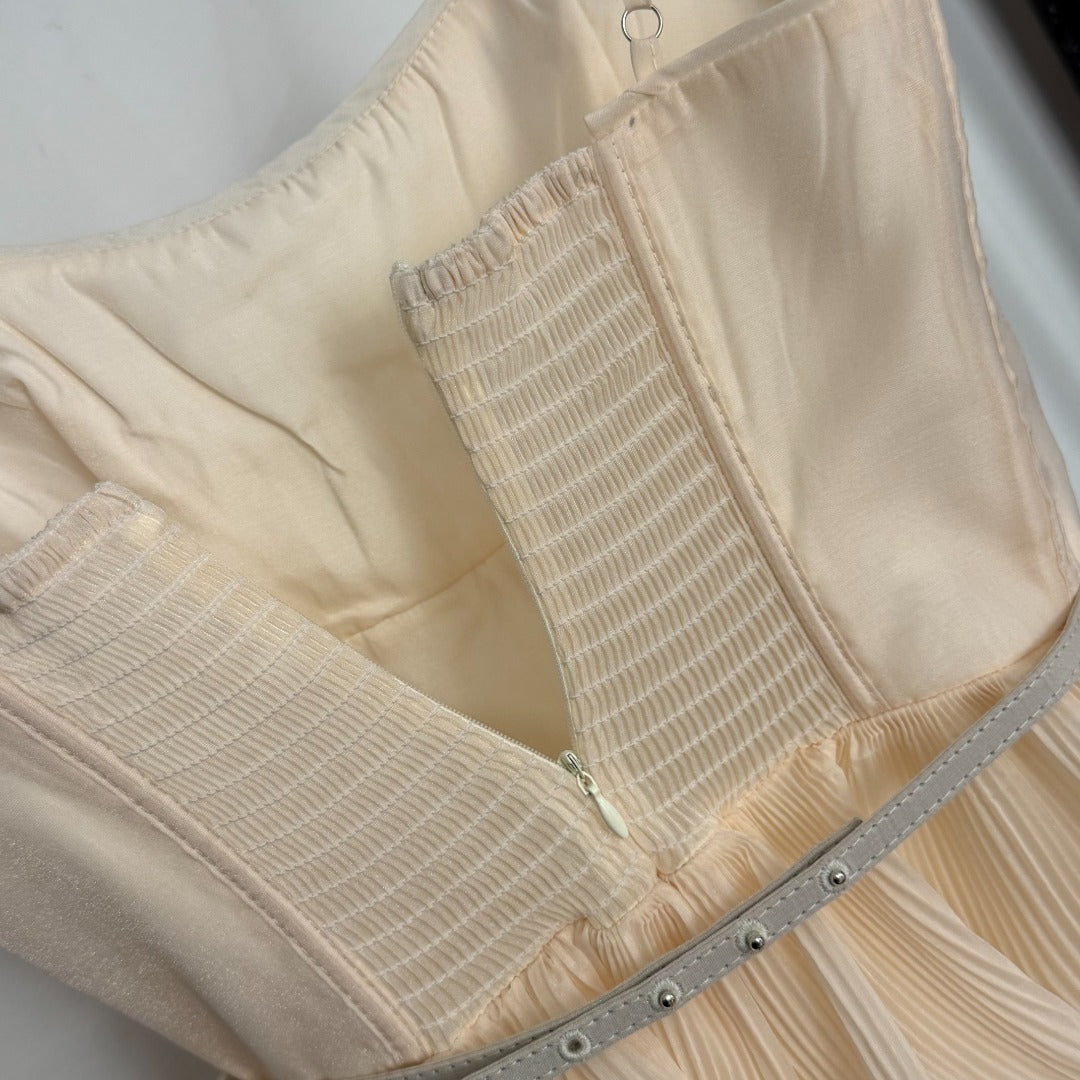 Cutout Ruffled-Hem Spaghetti Strap Dress