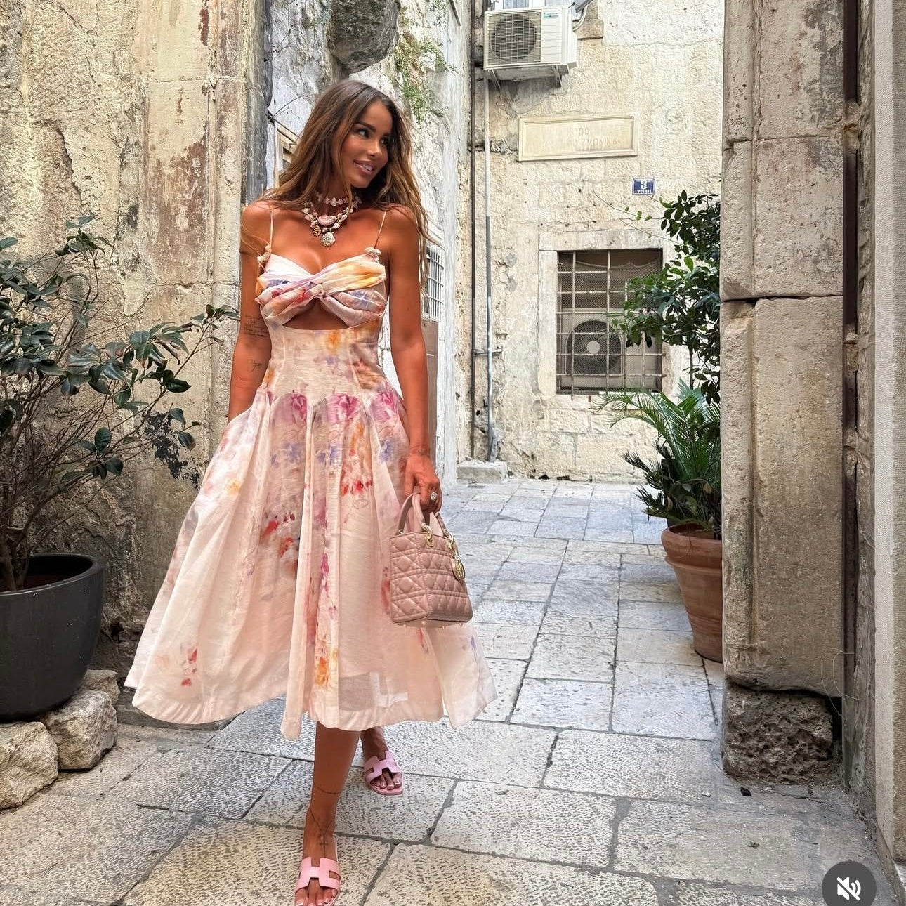 Floral Print Spaghetti Strap Dress