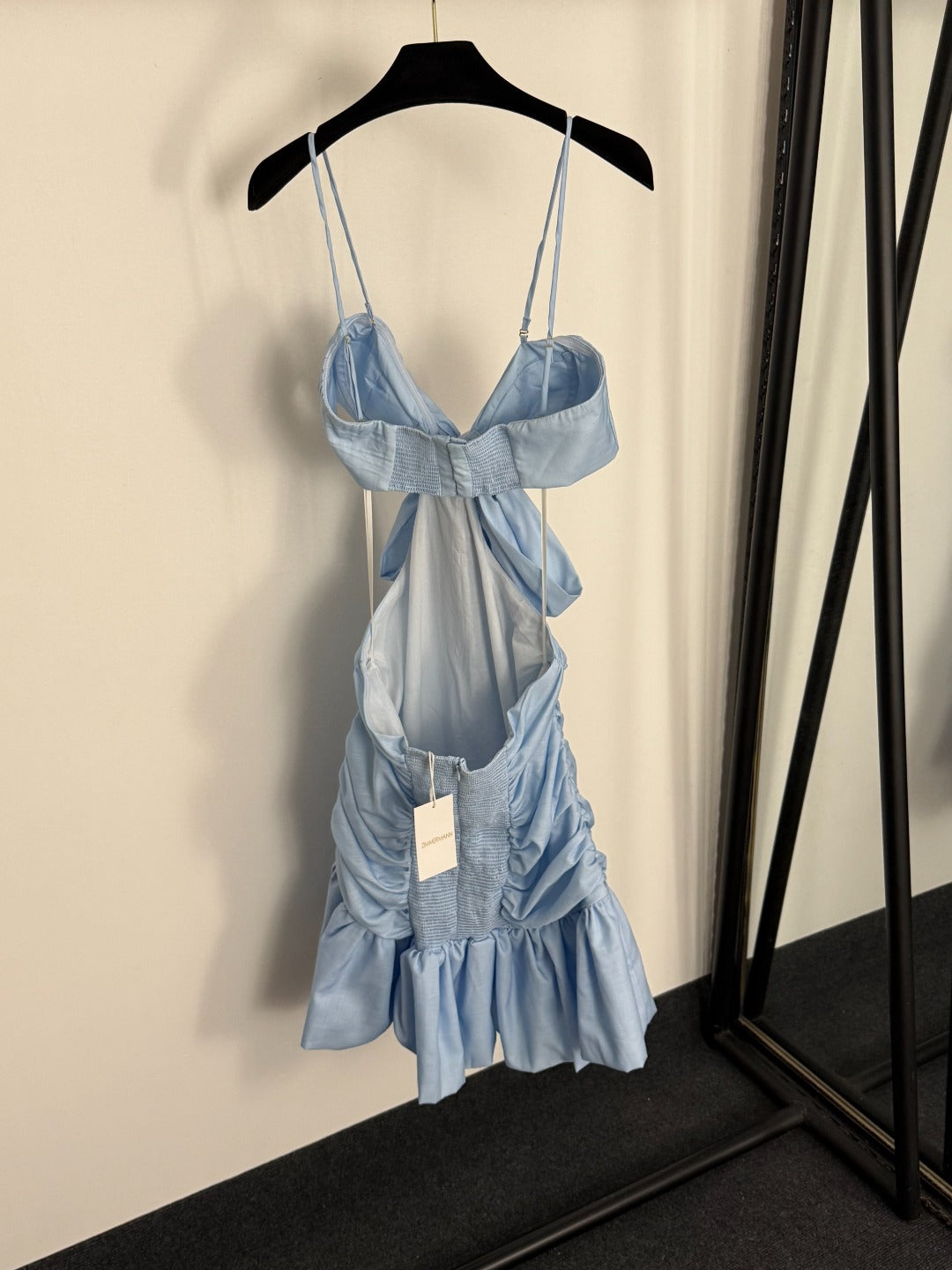Bow-Accent, Bodycon, Cutout-Waist, Ruffled-Strap Dress