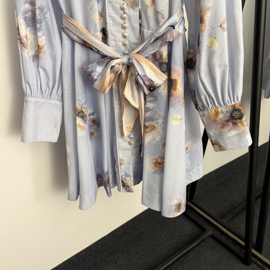 Pastoral Floral Print Tie-Waist Dress