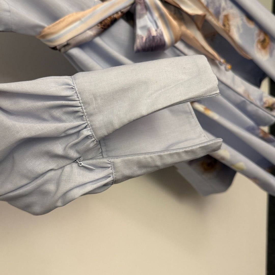 Pastoral Floral Print Tie-Waist Dress