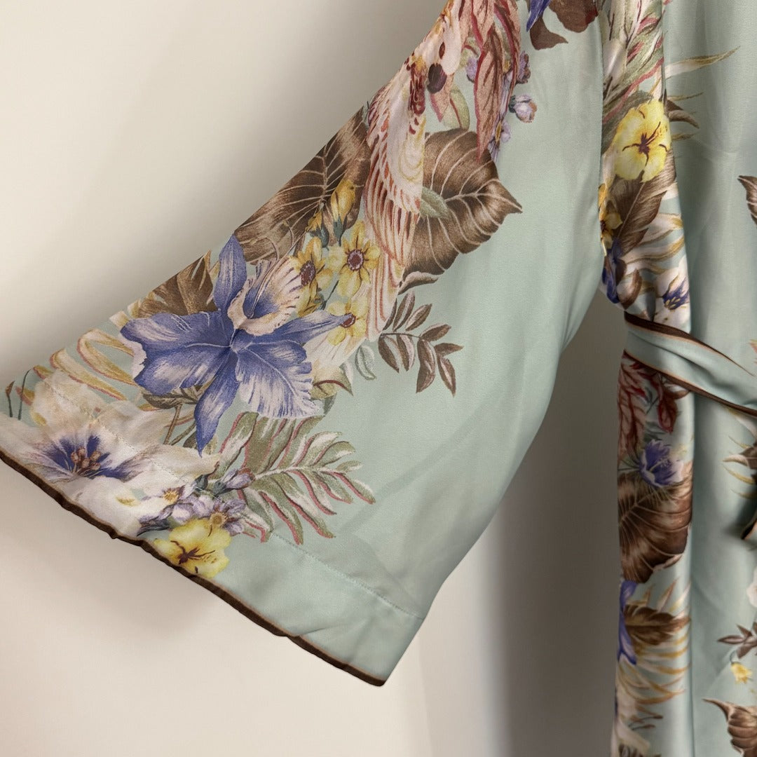 Retro Colorful Floral Print Tie-Waist Dress