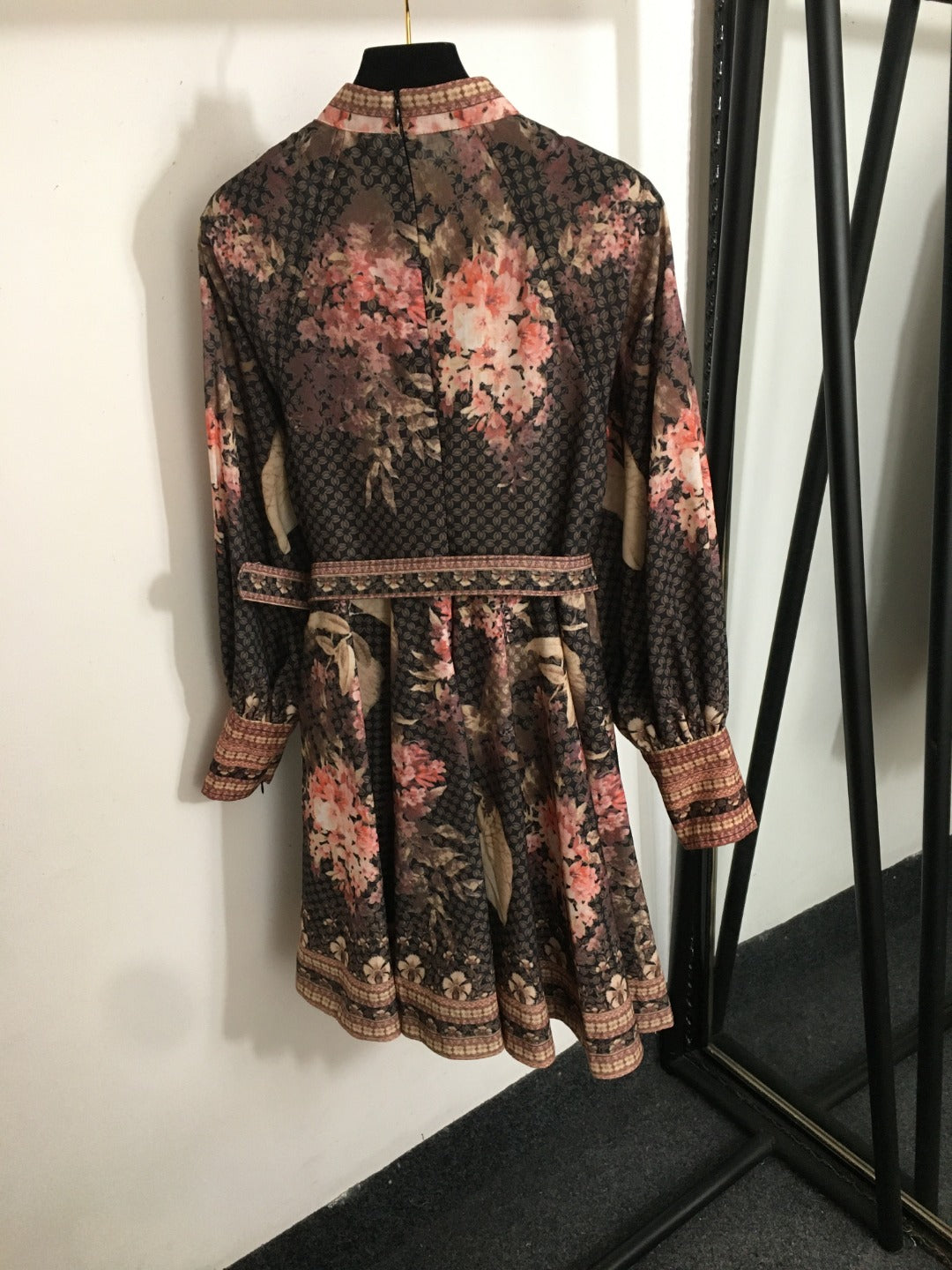 Stand-Collar Waist-Cinching Dress