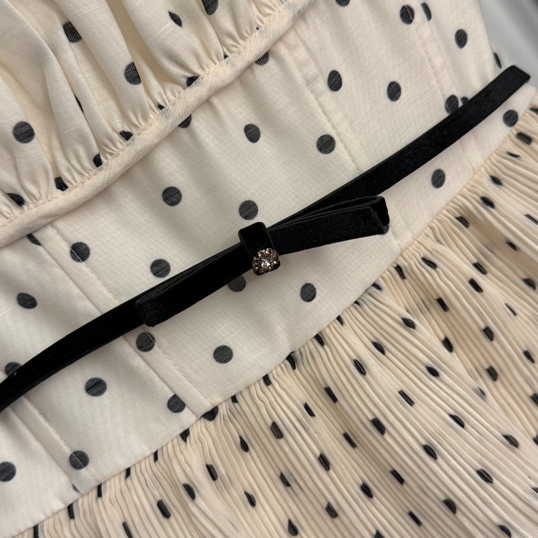 Waist-Cinching Dress with Rhinestone Bow Belt