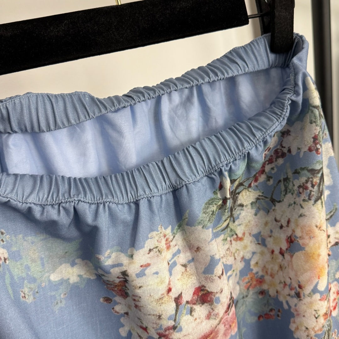 Stand-Collar Long-Sleeve Shirt + Elastic-Waist Skirt